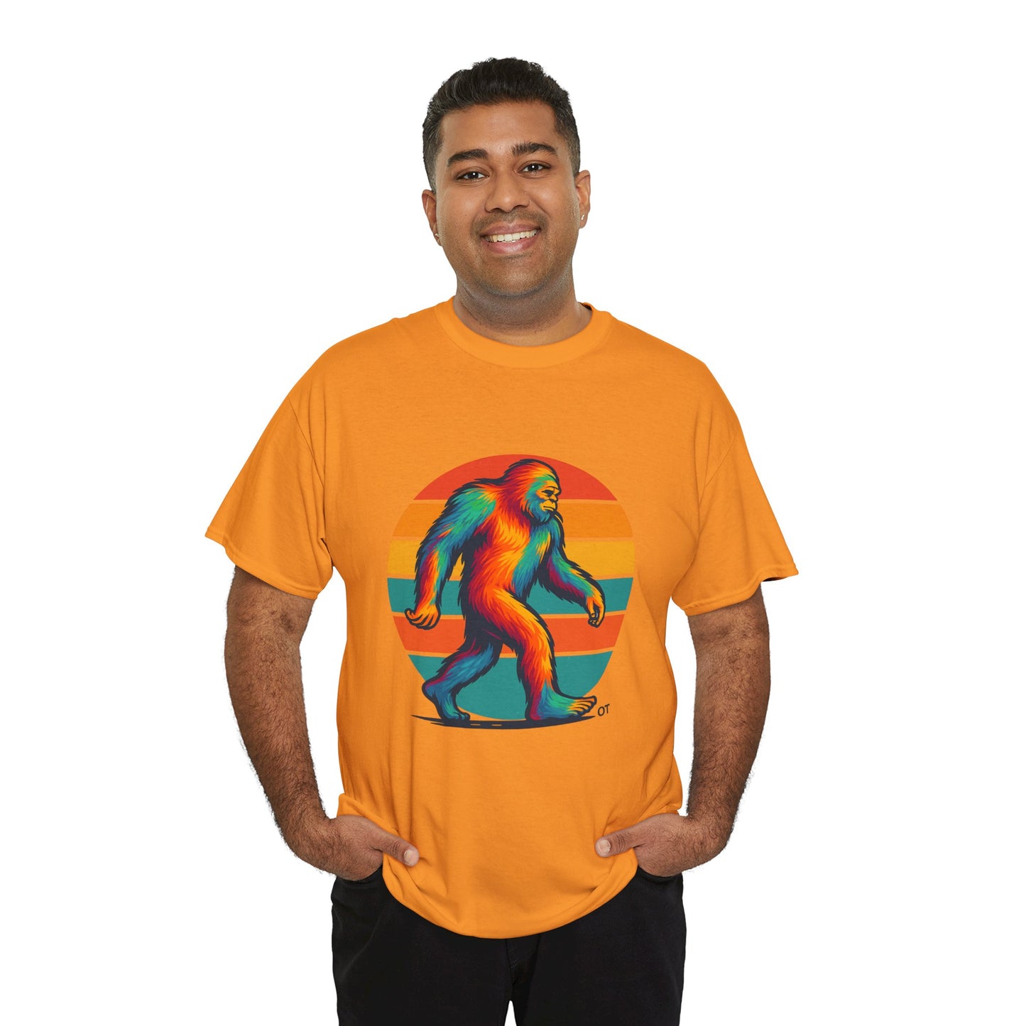 Colorful Bigfoot Unisex T-Shirt, Fun Graphic Tee for Nature Lovers, Perfect for Holidays, Festivals, Camping, Gifts