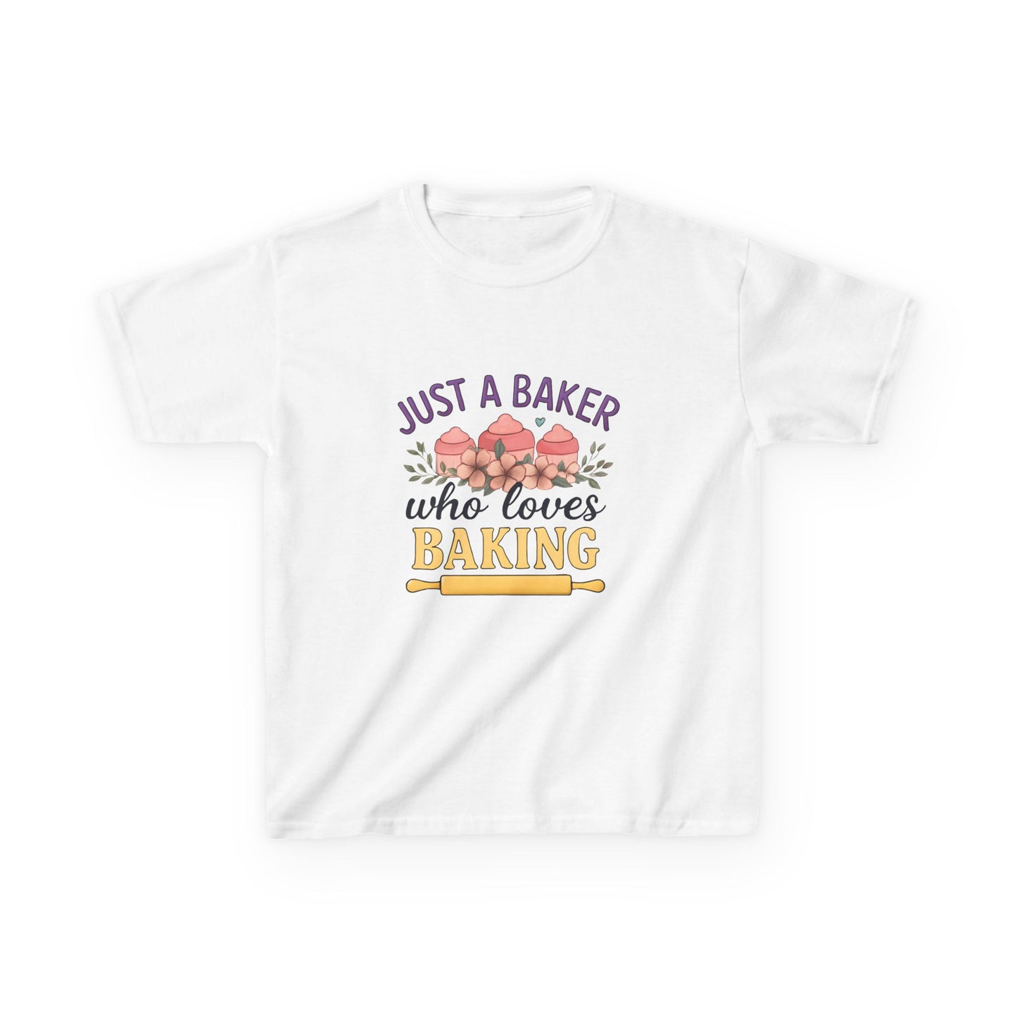 Just A Baker Dinosaur Christmas Tee - Kids Holiday Shirt