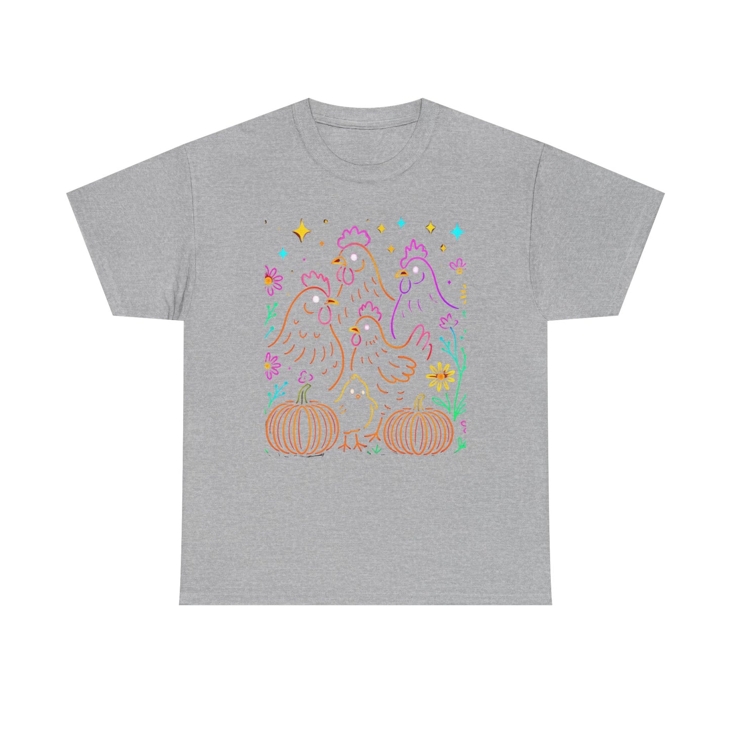 Autumn Glow Chicken Tee – Colorful Farmhouse Pumpkin Shirt