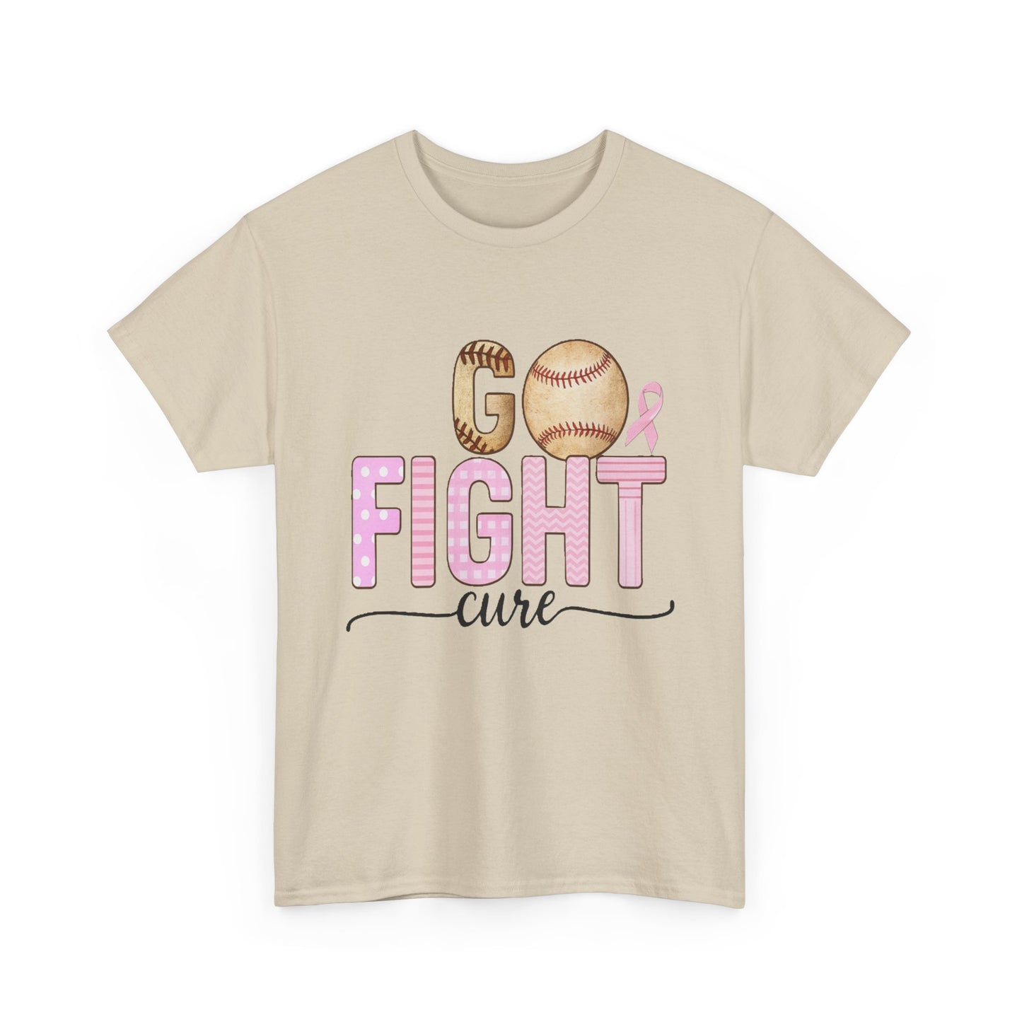 Go Fight Cure Baseball Pink Ribbon Awareness Tee