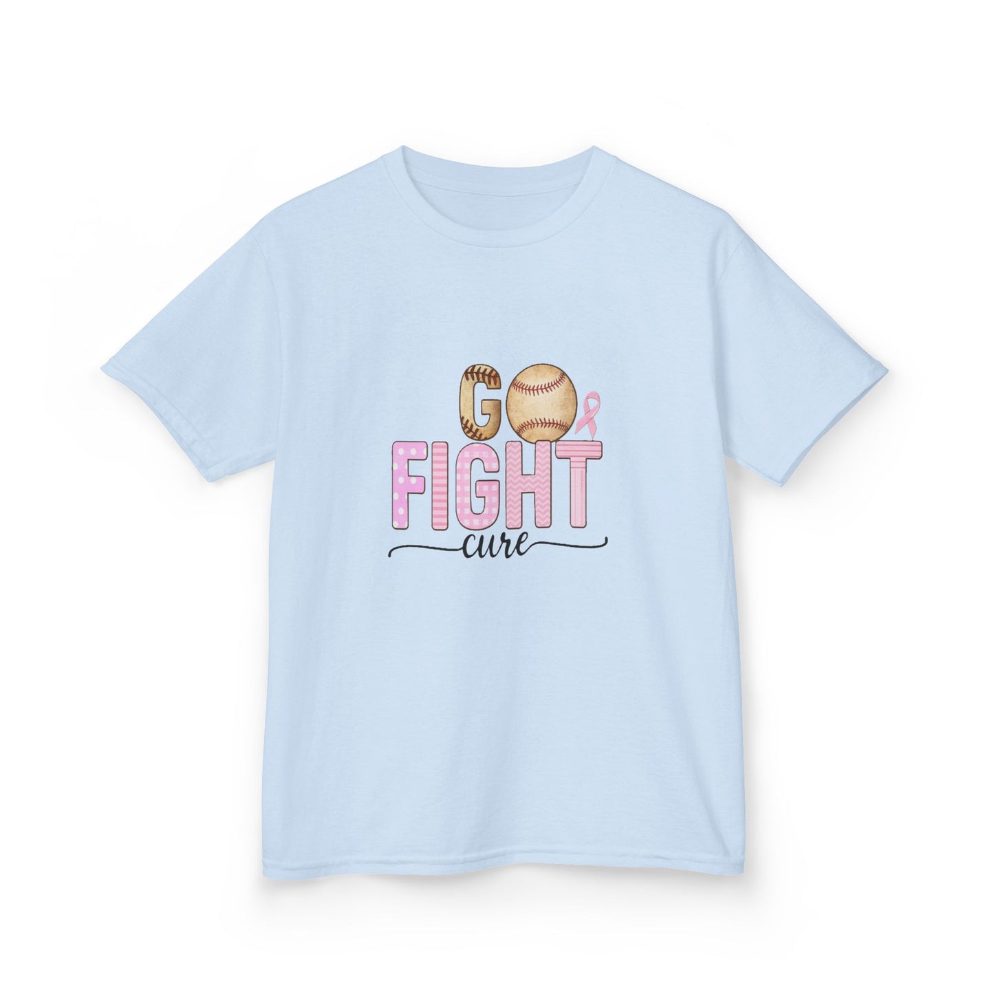 Go Fight Cure Baseball Pink Ribbon Kids Christmas Tee
