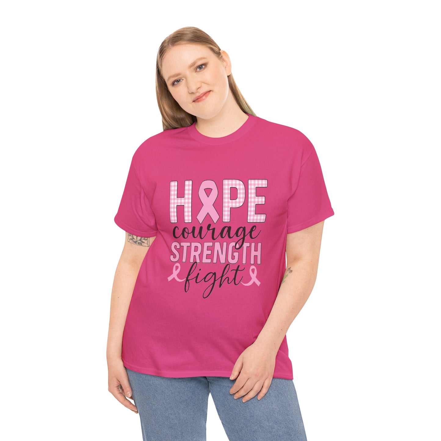 Hope, Courage & Strength Pink Ribbon Awareness Tee