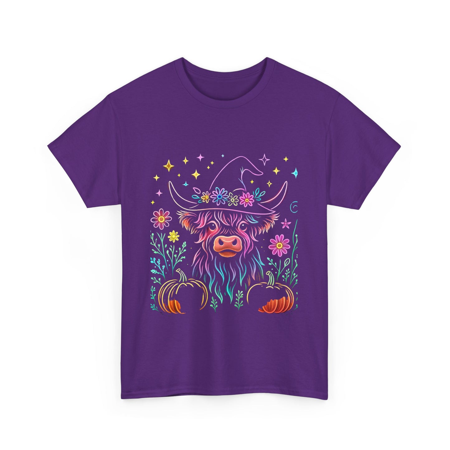 🎃 Magical Highland Cow Tee – Witchy Pumpkin Farm Shirt