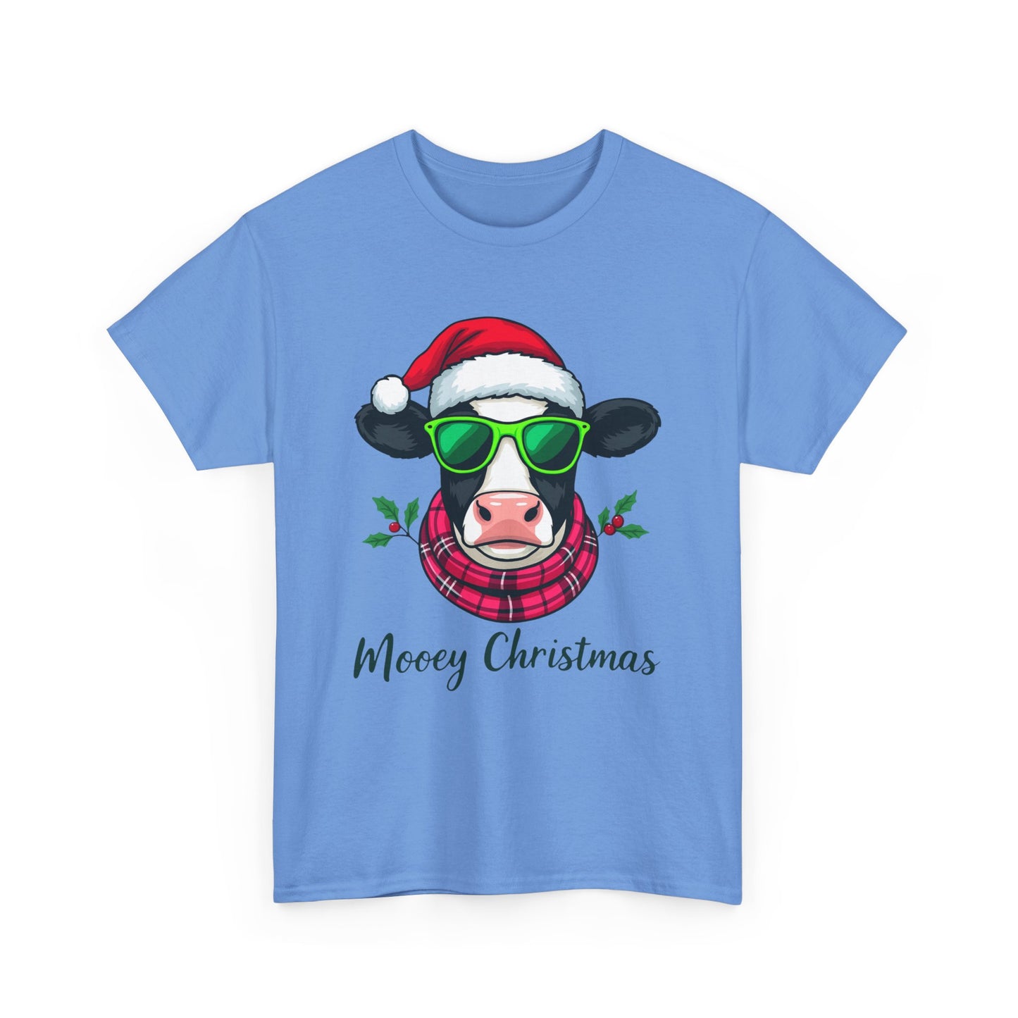 Moovey Christmas Cow Tee - Pink Plaid Scarf & Sunglasses