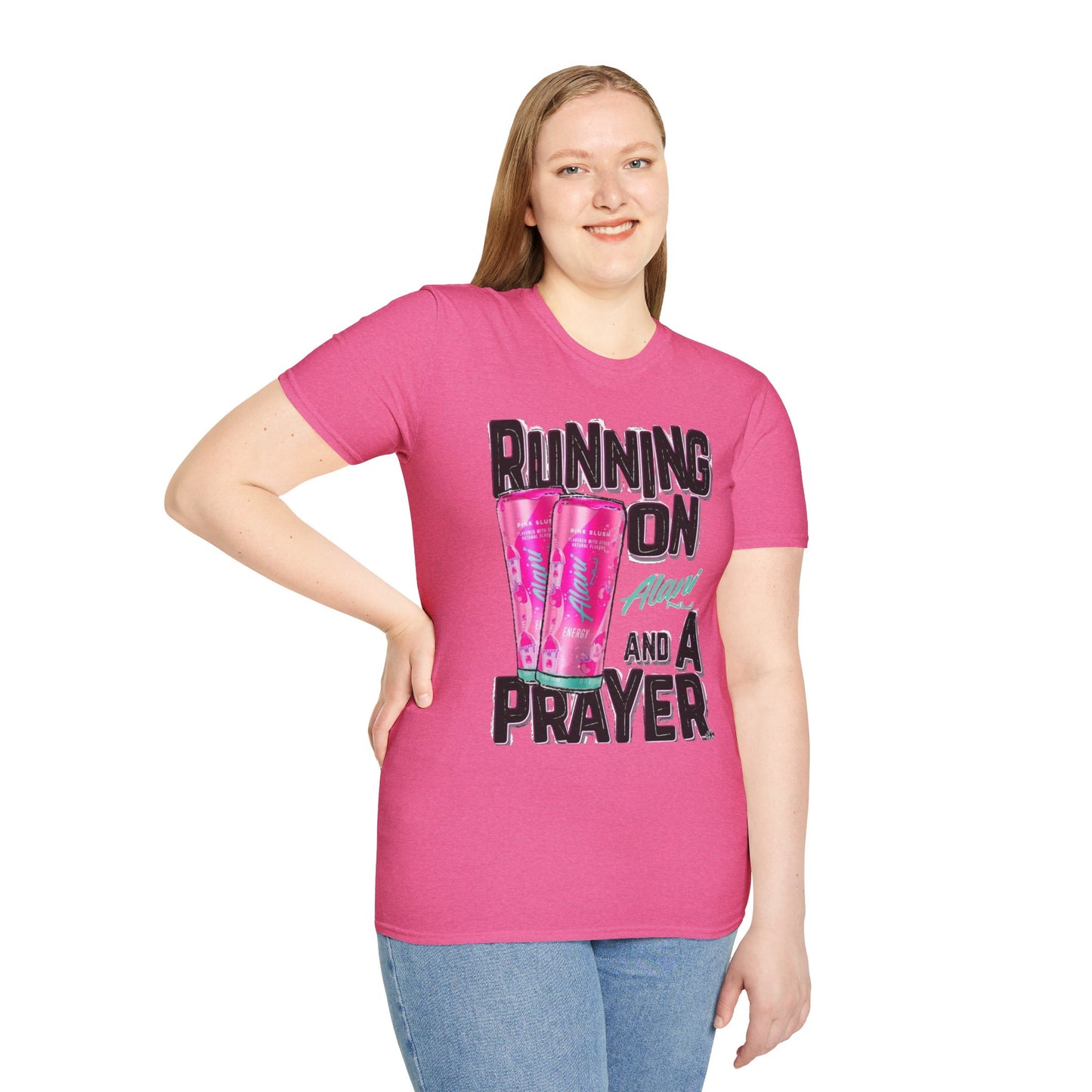 Running on a Prayer T-Shirt, Unisex Graphic Tee, Fun Casual Wear, Gift for Friends, Everyday Style, Faith-Inspired Apparel