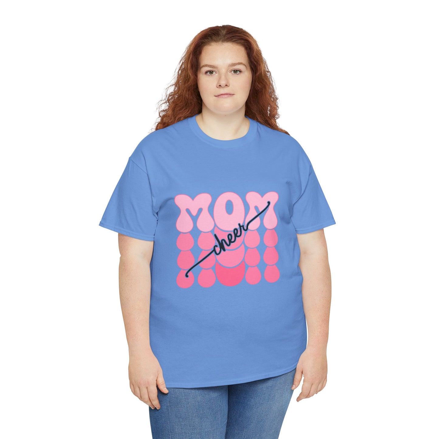 MOM Cheer – Pink Bubble Letter Spirit Tee