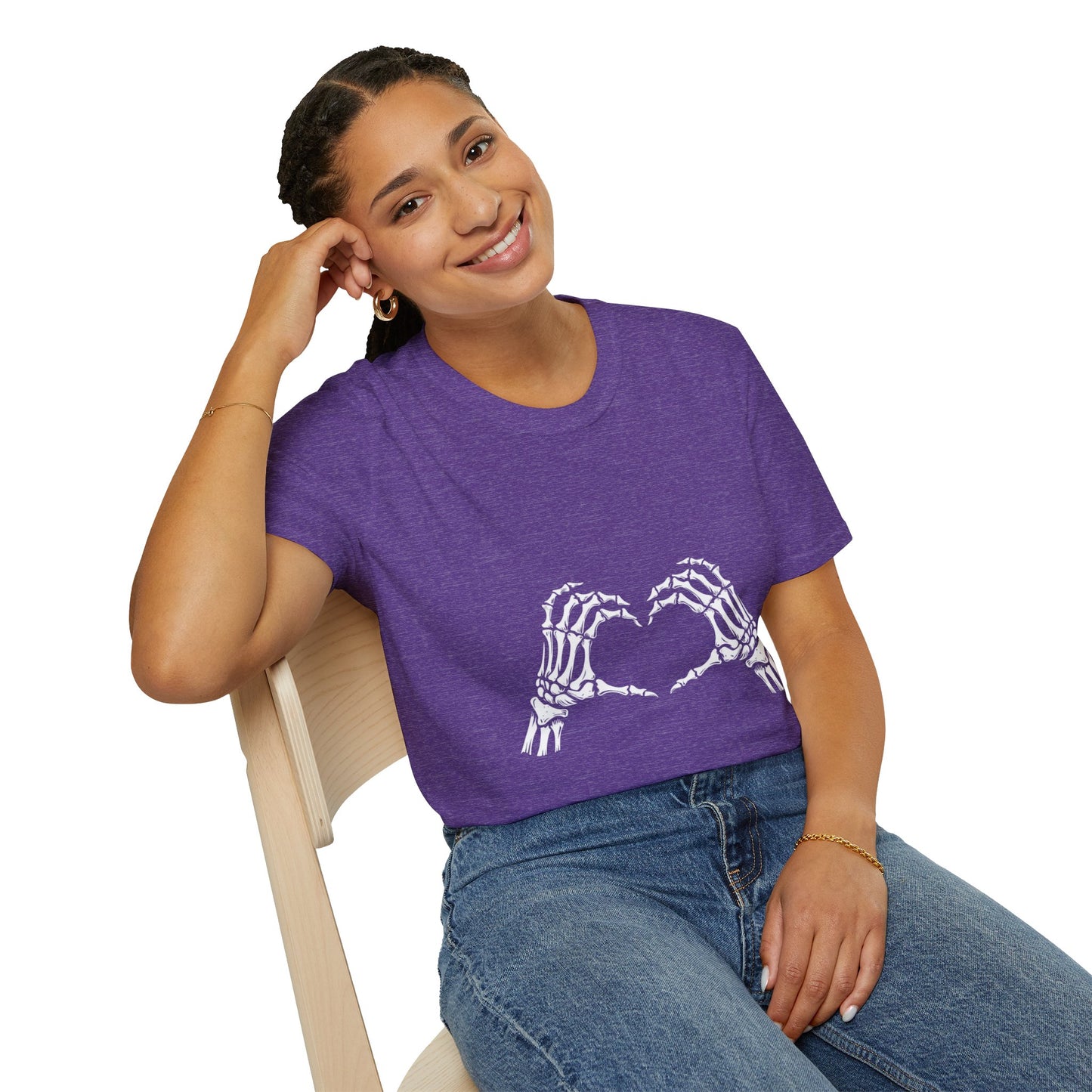 Skull Heart T-Shirt - Unisex Graphic Tee for Halloween, Love, Gifts, Casual Wear, Skeleton