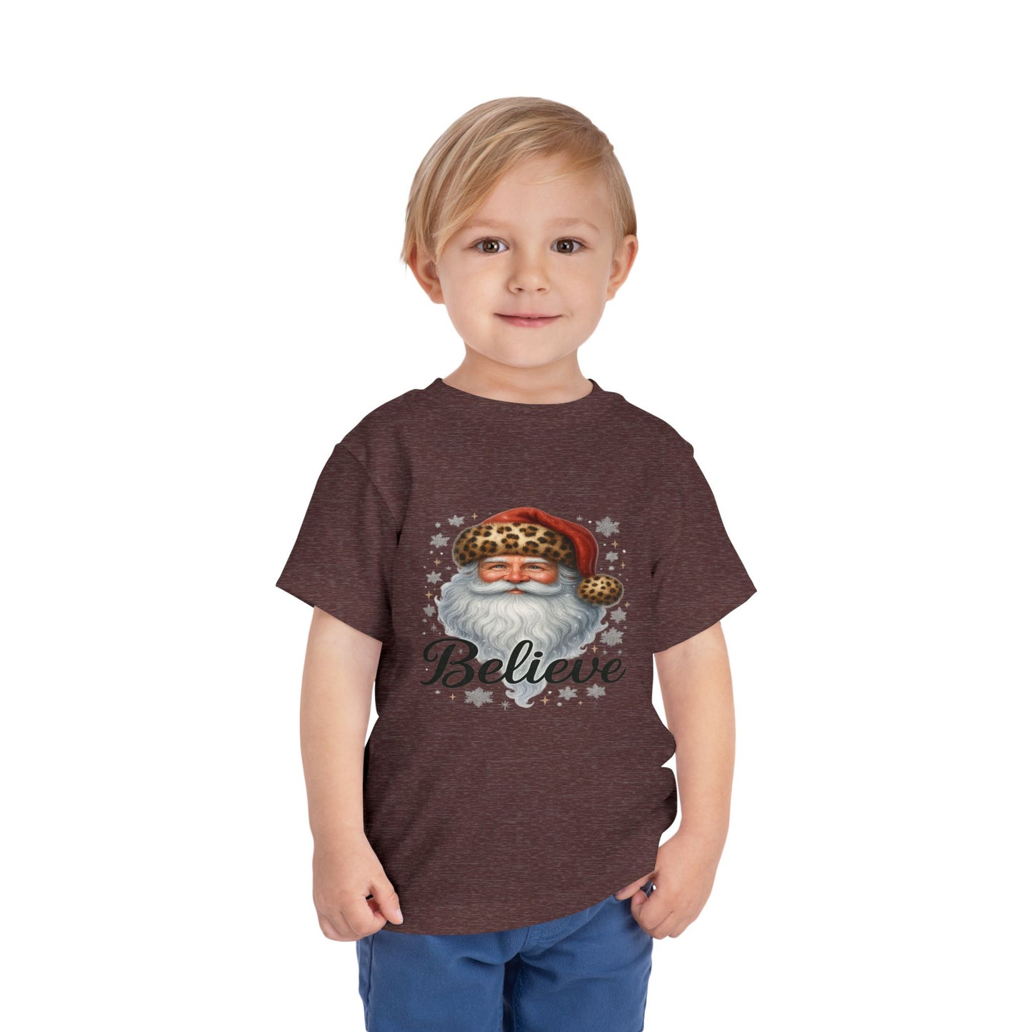 Believe Santa Leopard Print Toddler Christmas Tee