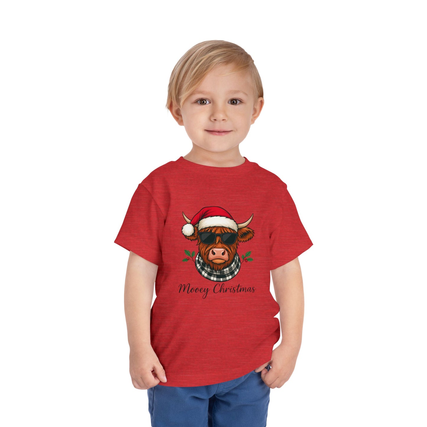 Mooey Christmas Highland Cow Toddler Tee