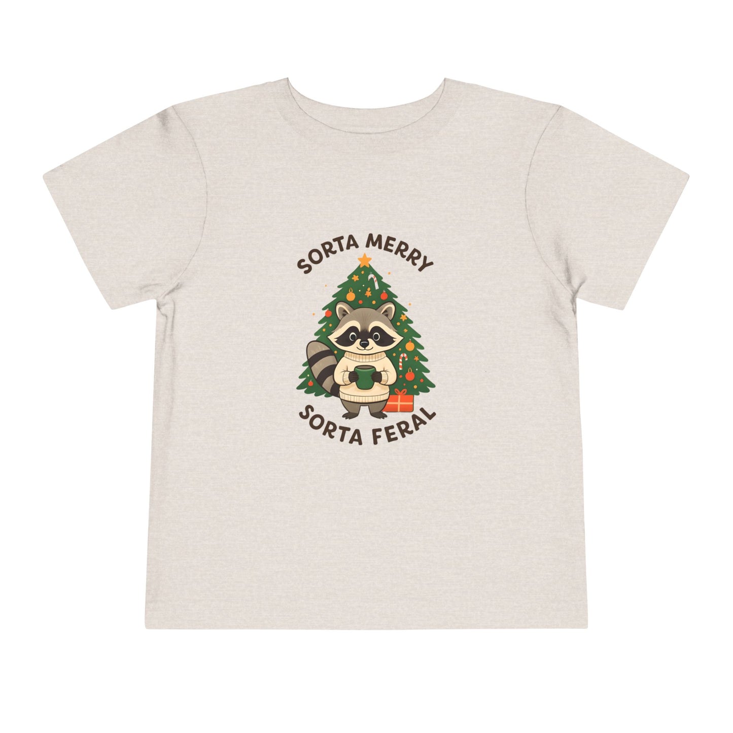 Sorta Merry Sorta Feral Raccoon Toddler Christmas Tee