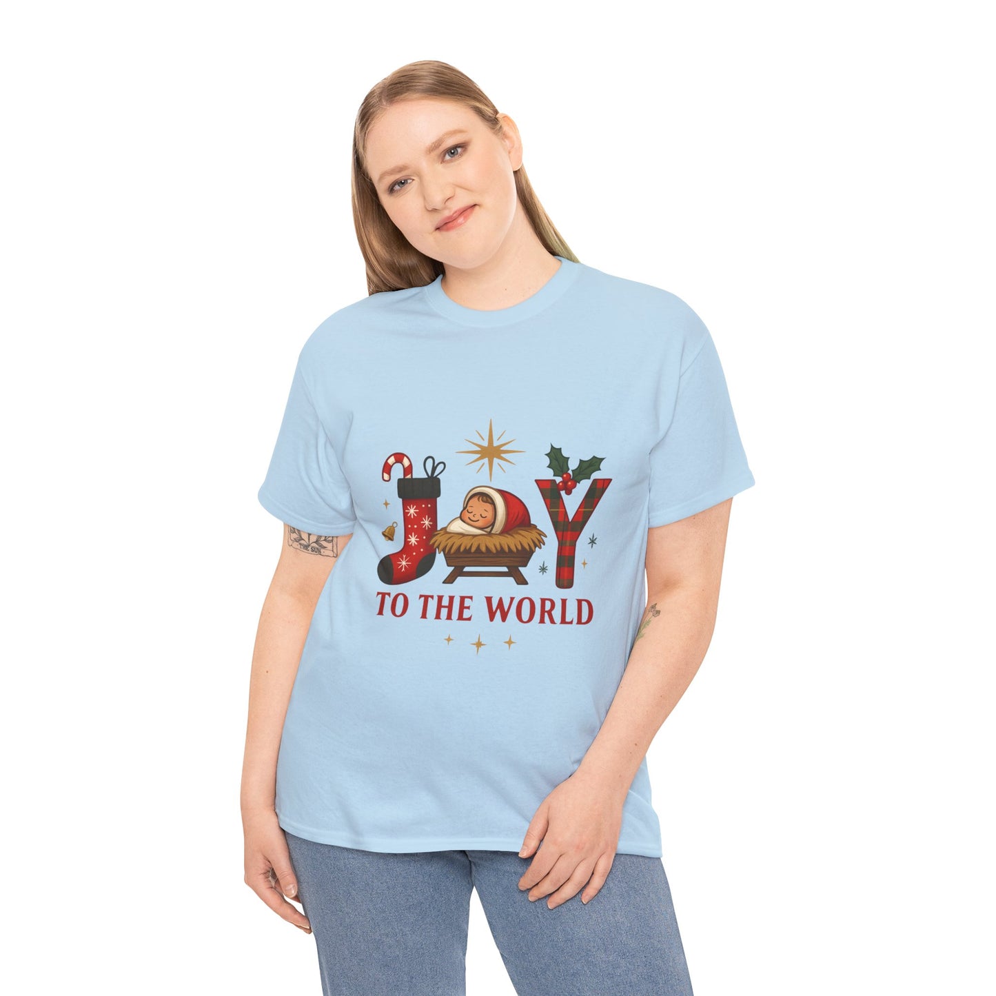 Christmas Joy Unisex Tee with Baby Jesus Illustration