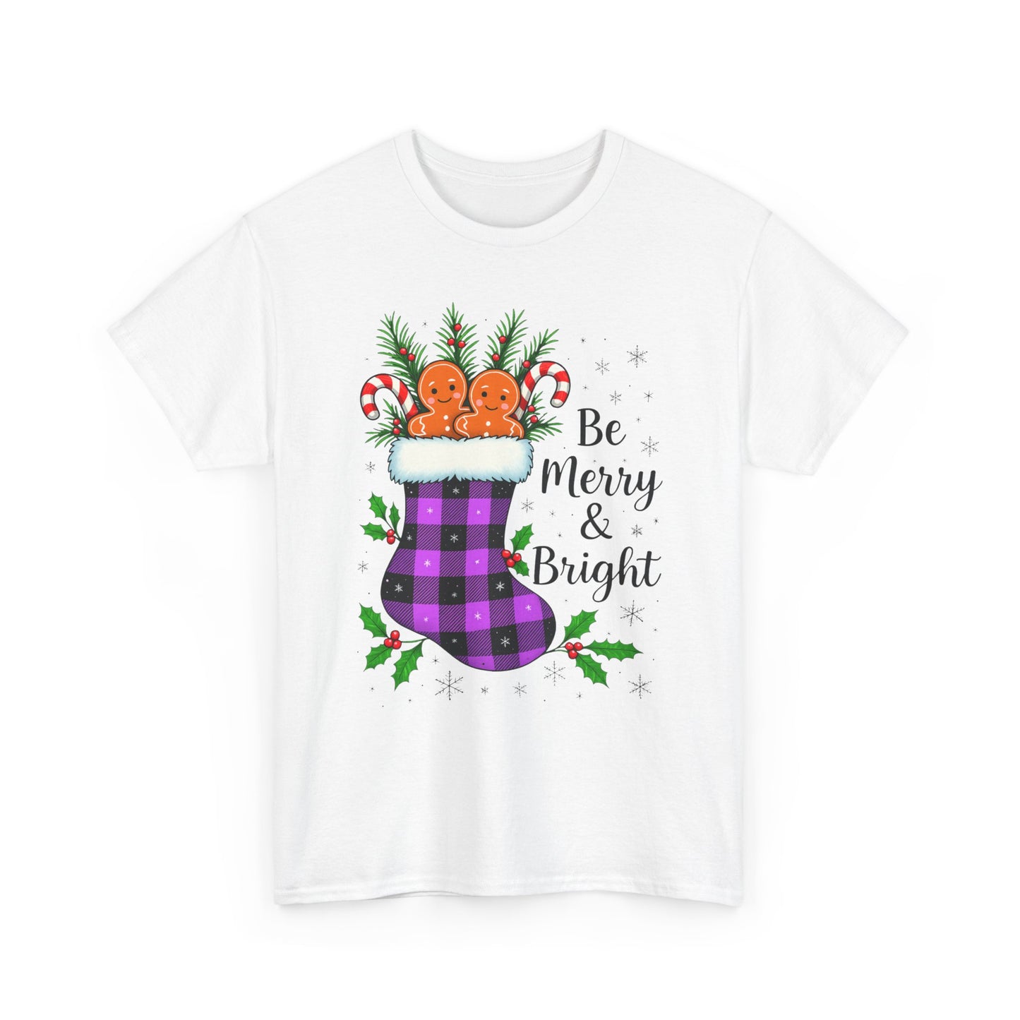 Buffalo Plaid Stocking Unisex Tee - Be Merry & Bright