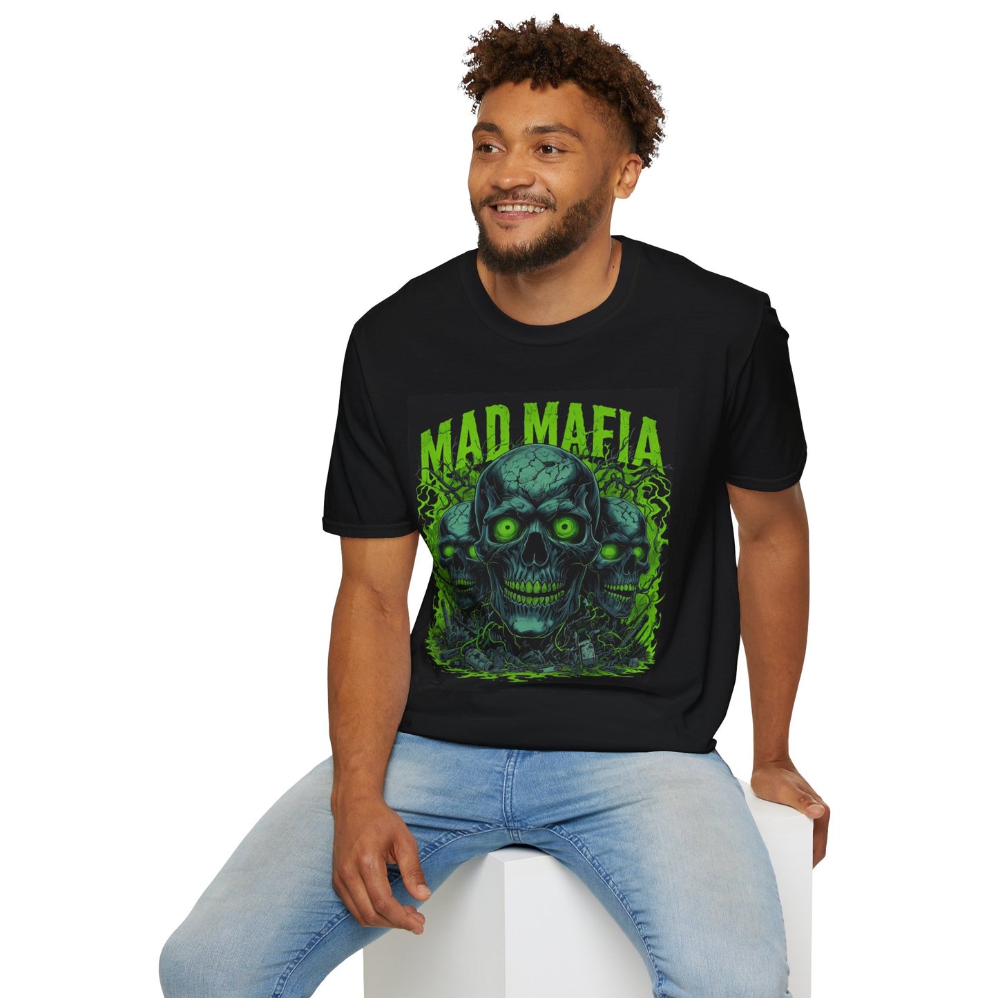 Mad Mafia Unisex Softstyle T-Shirt | Edgy Graphic Tee for Casual Wear, Gift for Halloween, Party, or Everyday Style