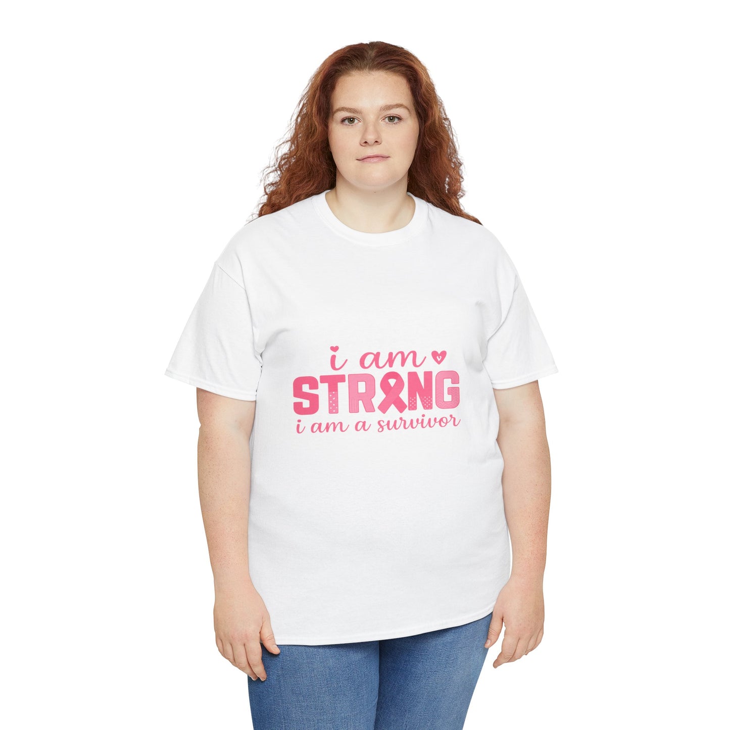 I AM STRONG - Pink Ribbon Breast Cancer Awareness Tee