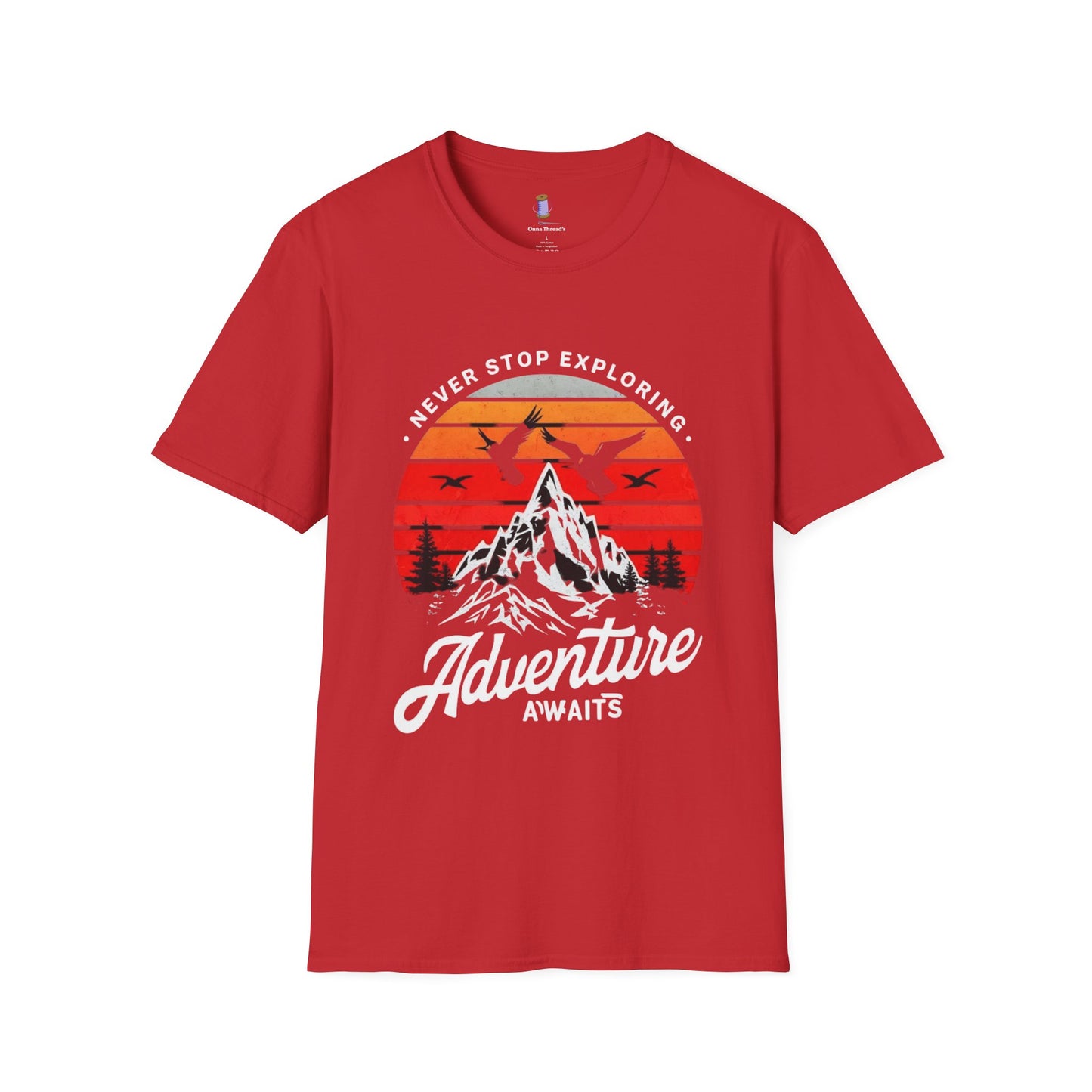 Adventure Awaits T-Shirt | Unisex Softstyle Tee | Perfect for Travel Lovers, Outdoor Adventures, Camping, Nature Gifts, Explore