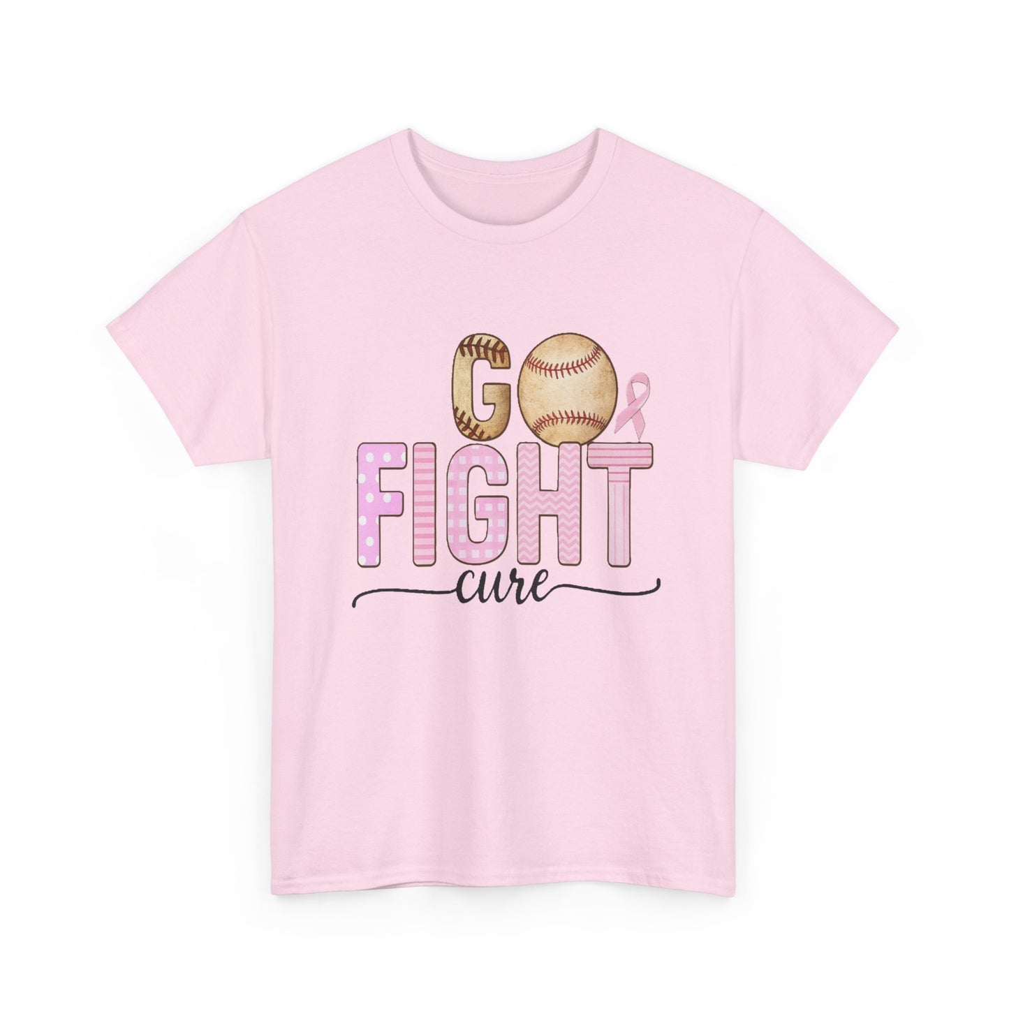 Go Fight Cure Baseball Pink Ribbon Awareness Tee