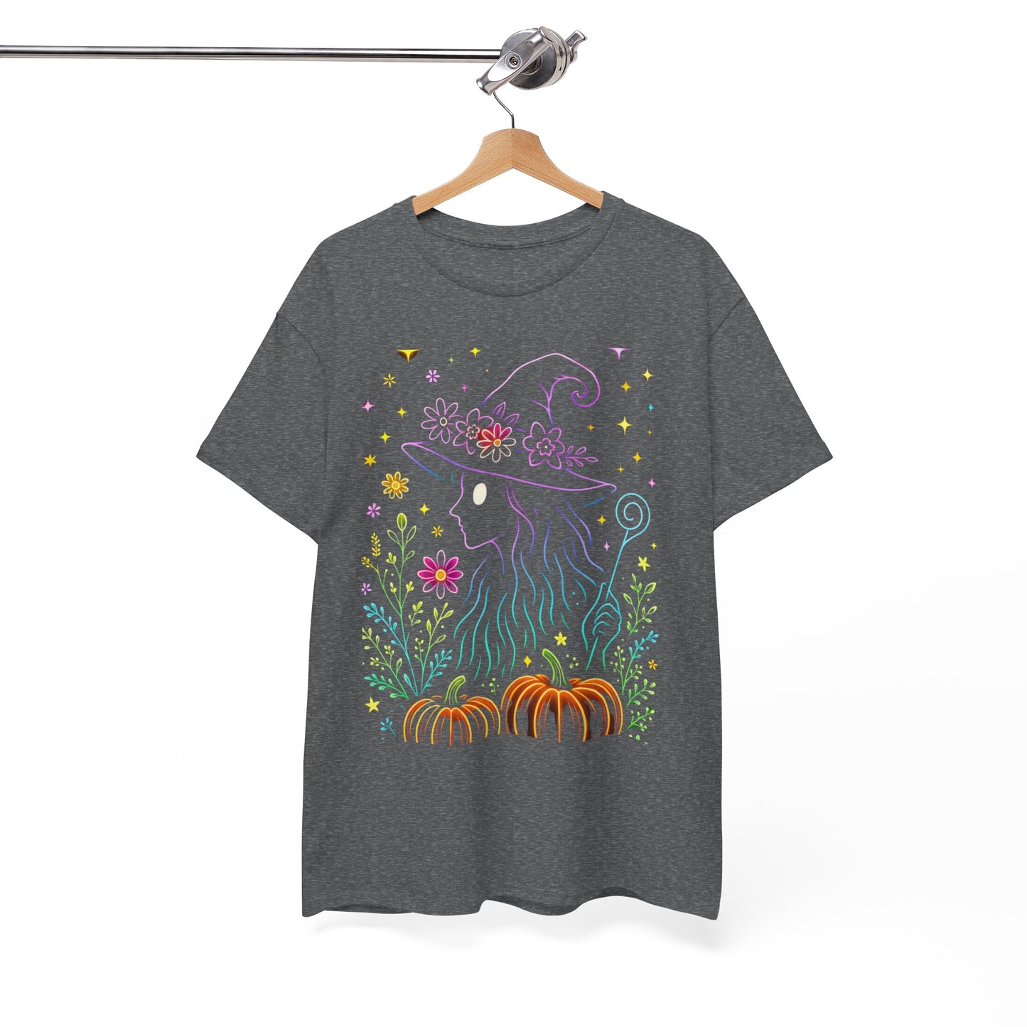 🌙 Whimsical Witch Cat Tee – Magical Halloween Pumpkin Shirt