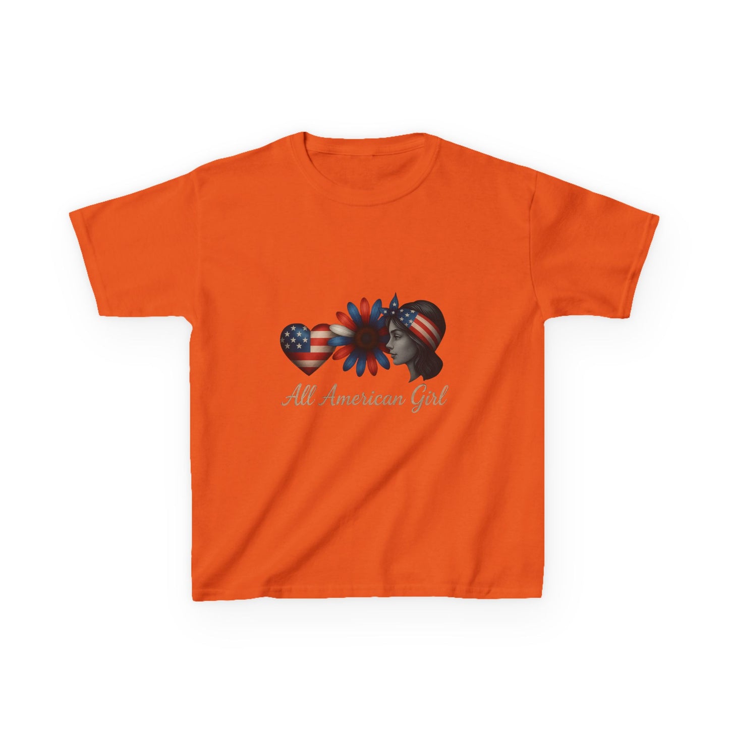 All American Girl Dinosaur Tee - Patriotic Kids Shirt