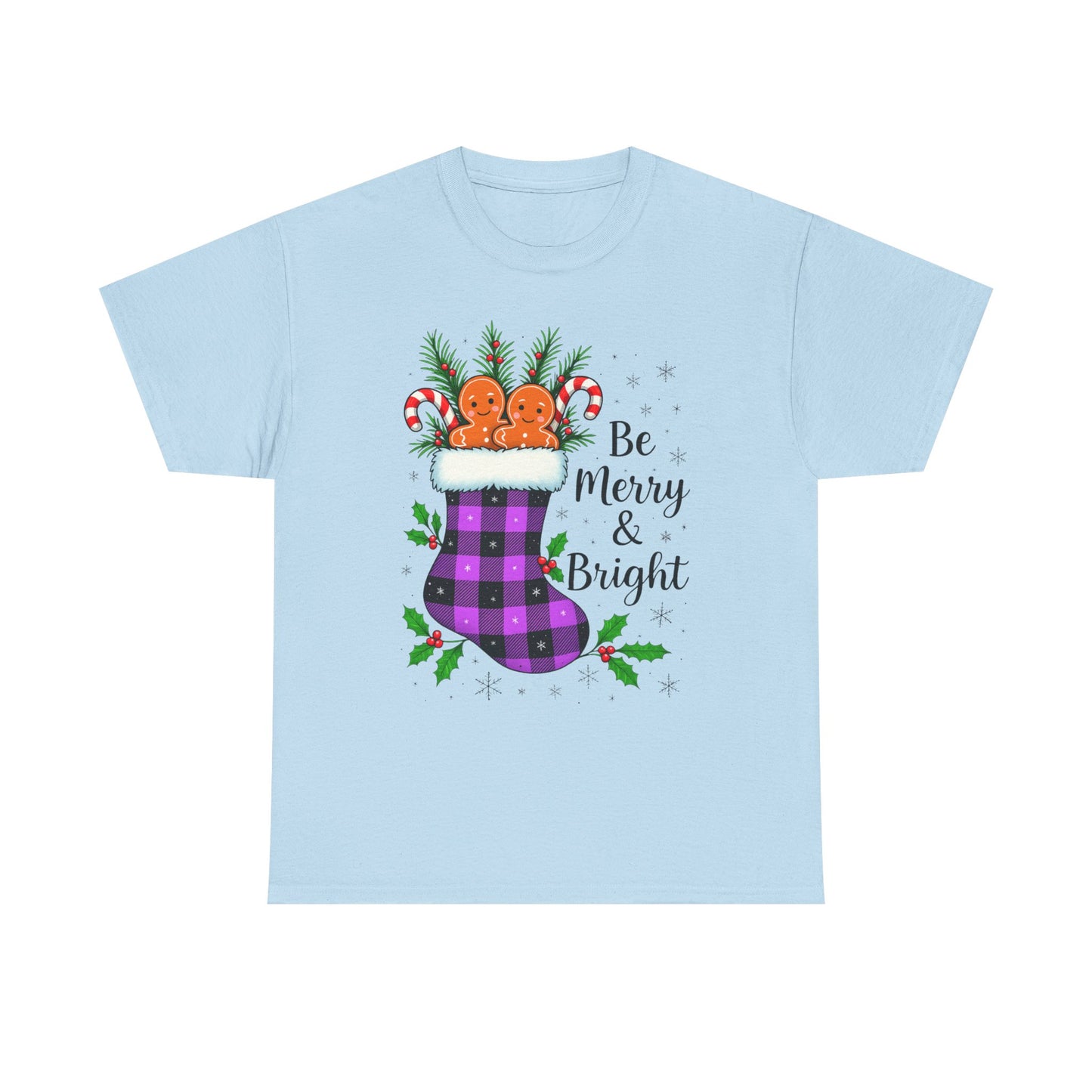 Buffalo Plaid Stocking Unisex Tee - Be Merry & Bright
