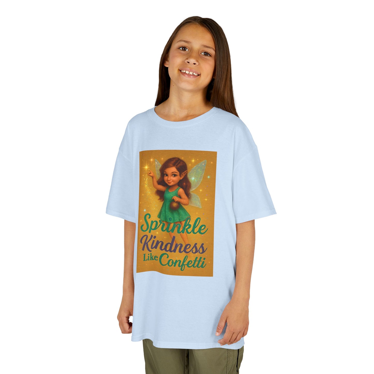 Sparkle Kindness Kids Cotton Tee - Whimsical Fairy Design, Perfect Birthday Gift, Playtime Apparel, Encouraging Message, Kids Fashion