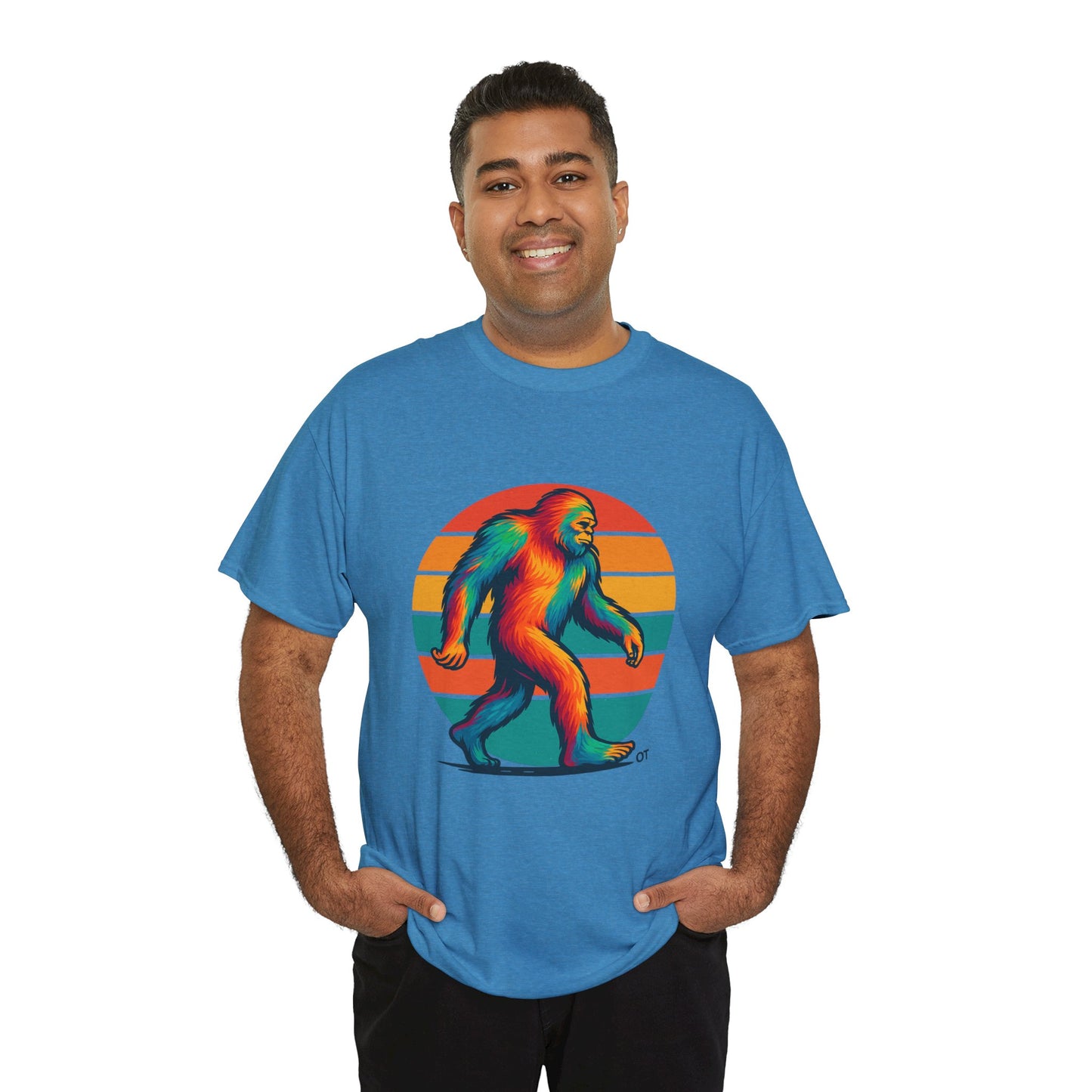 Colorful Bigfoot Unisex T-Shirt, Fun Graphic Tee for Nature Lovers, Perfect for Holidays, Festivals, Camping, Gifts