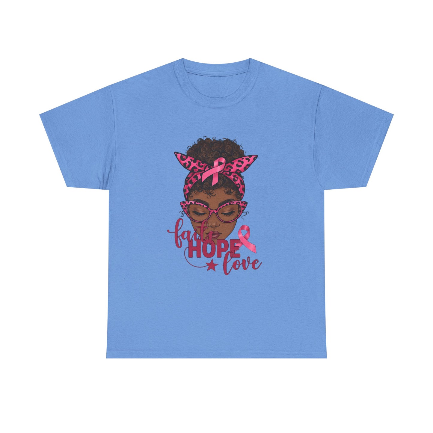Hope Love Faith Black Woman Pink Ribbon Tee