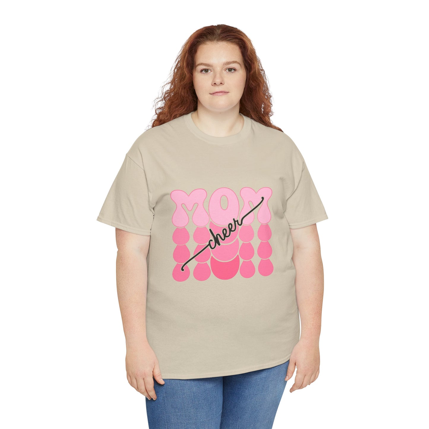 MOM Cheer – Pink Bubble Letter Spirit Tee