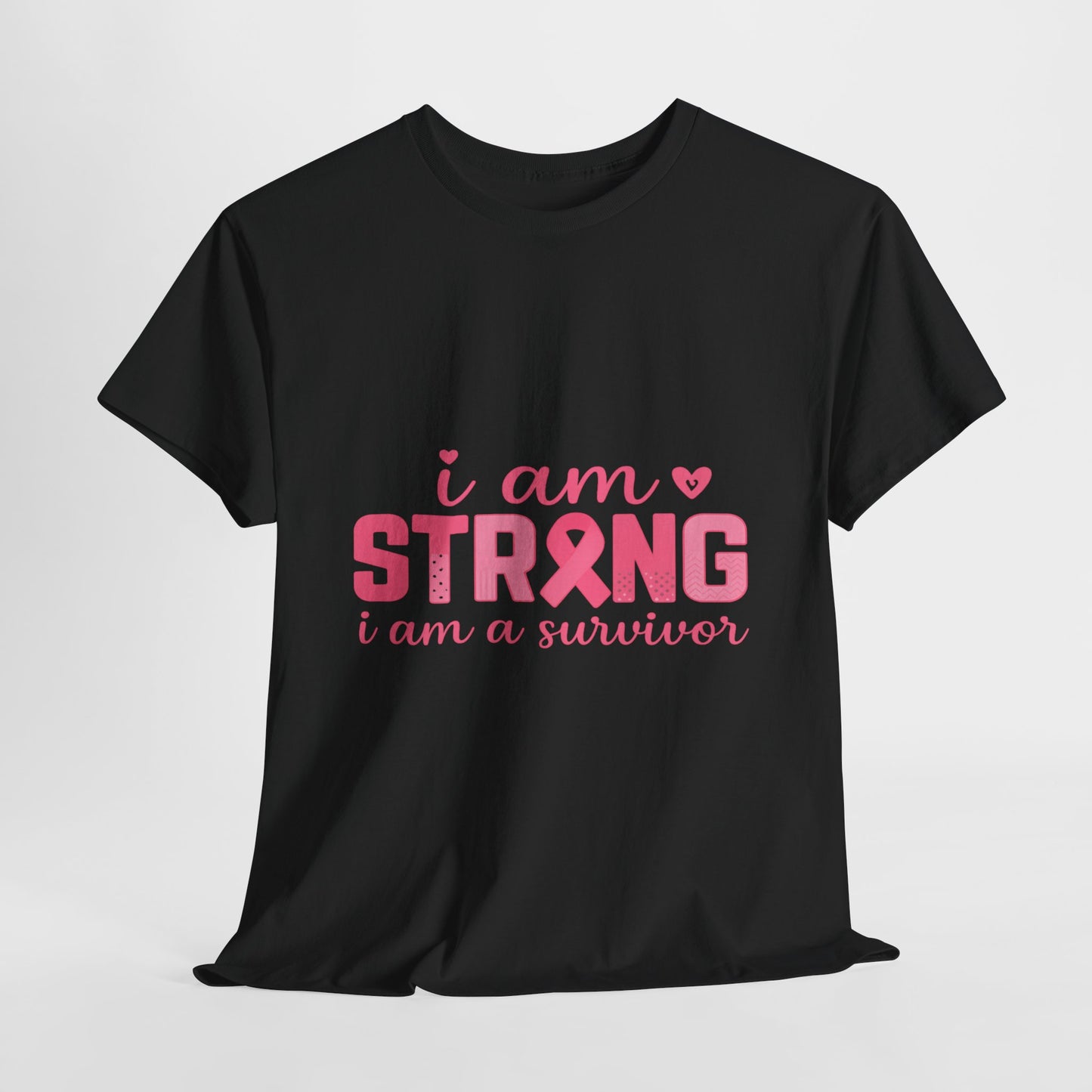 I AM STRONG - Pink Ribbon Breast Cancer Awareness Tee