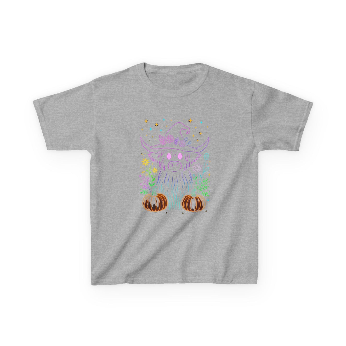 Halloween Highland Cow Tee - Spooky & Cute Kids Shirt