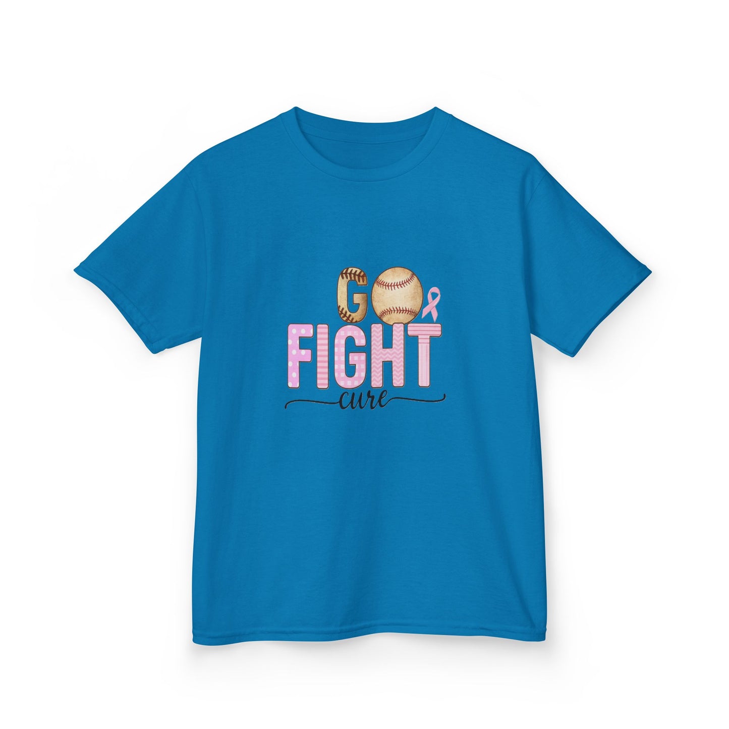 Go Fight Cure Baseball Pink Ribbon Kids Christmas Tee