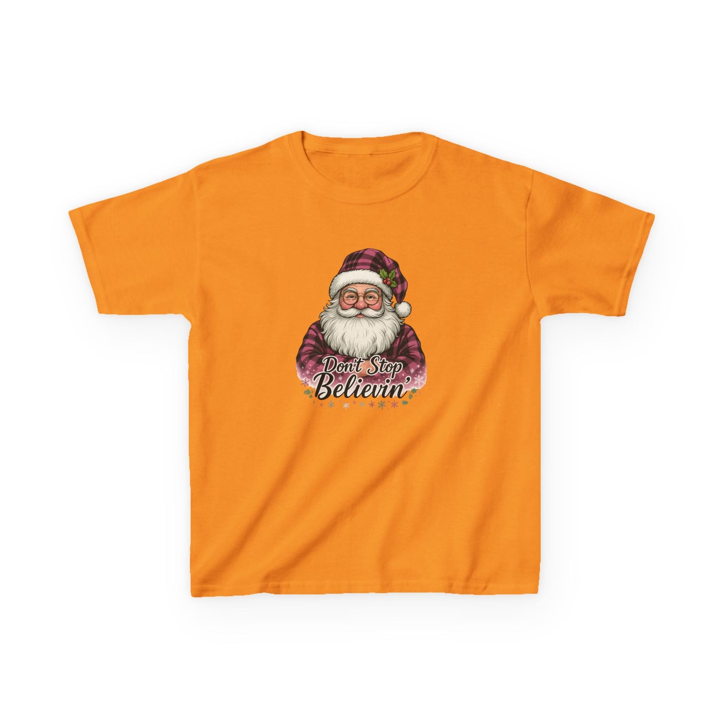 Plaid Santa 'Don't Stop Believin' Christmas Tee