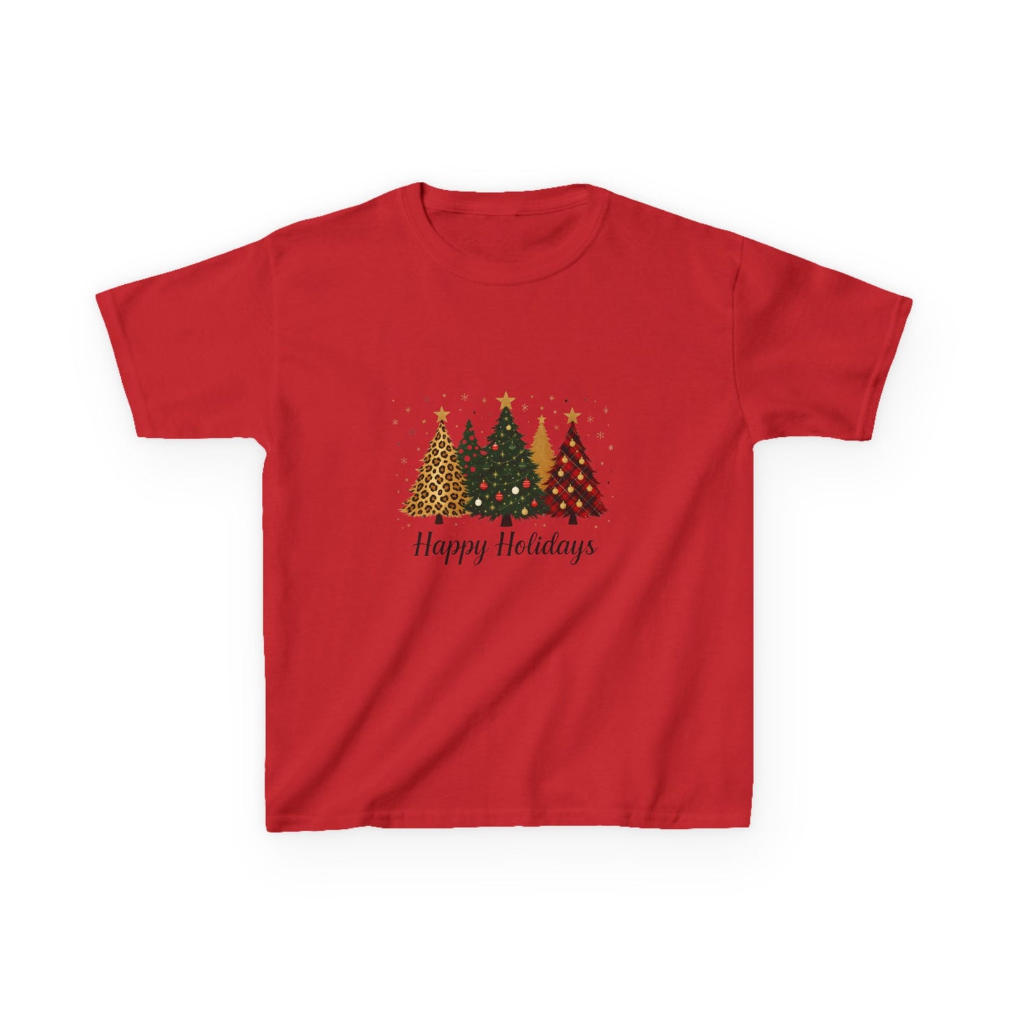 Happy Holidays Dino Tree Kids Tee - Festive Christmas Shirt