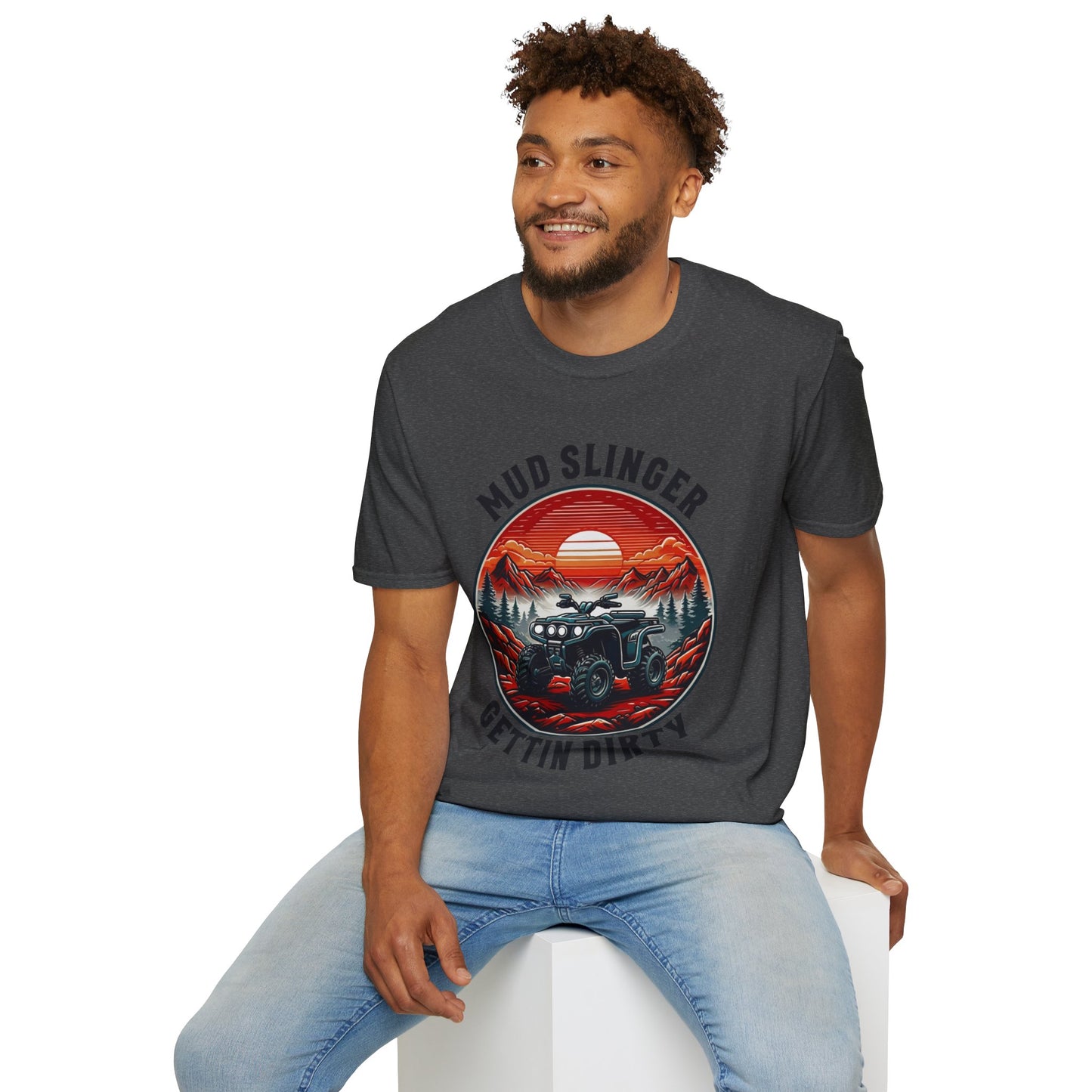 Mud Slinger Unisex Softstyle T-Shirt, Adventure Tee, Off-Road Enthusiast Shirt, Gift for Mud Lovers, Outdoor Sportswear, Gettin Dirty Tee