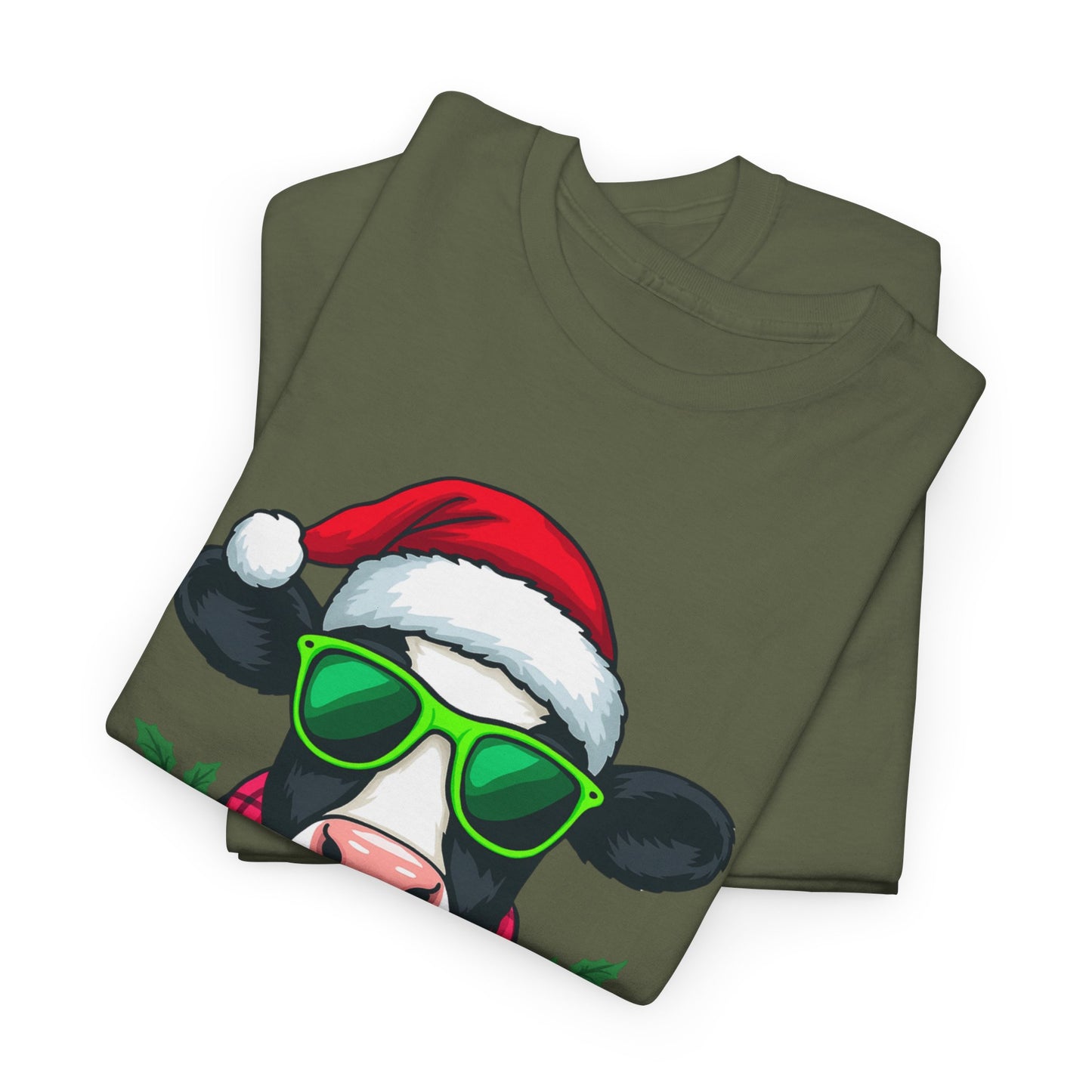 Moovey Christmas Cow Tee - Pink Plaid Scarf & Sunglasses