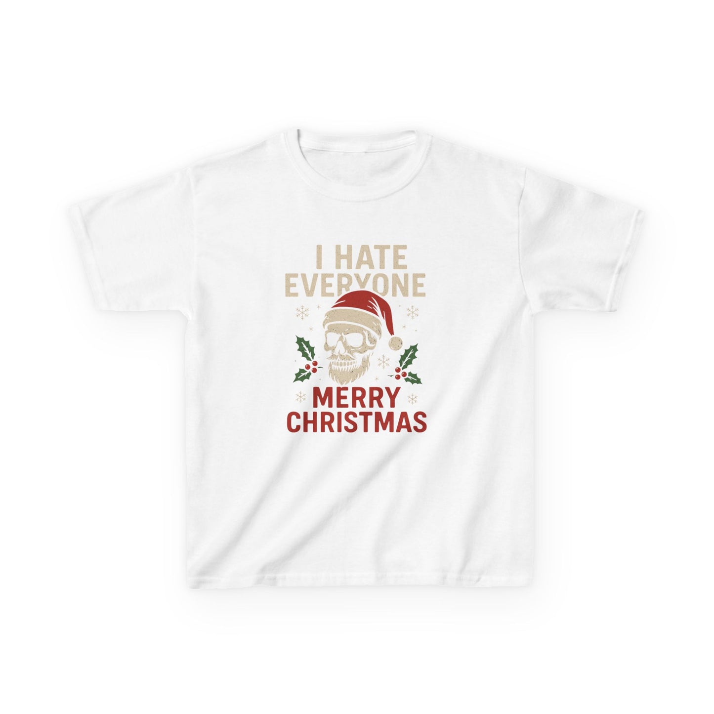 Grumpy Skull Santa Dinosaur Christmas Kids Tee