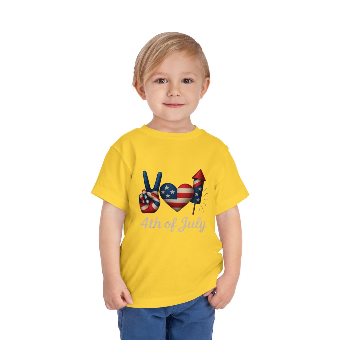 4th of July Peace & Heart Tee: Patriotic Toddler Shirt