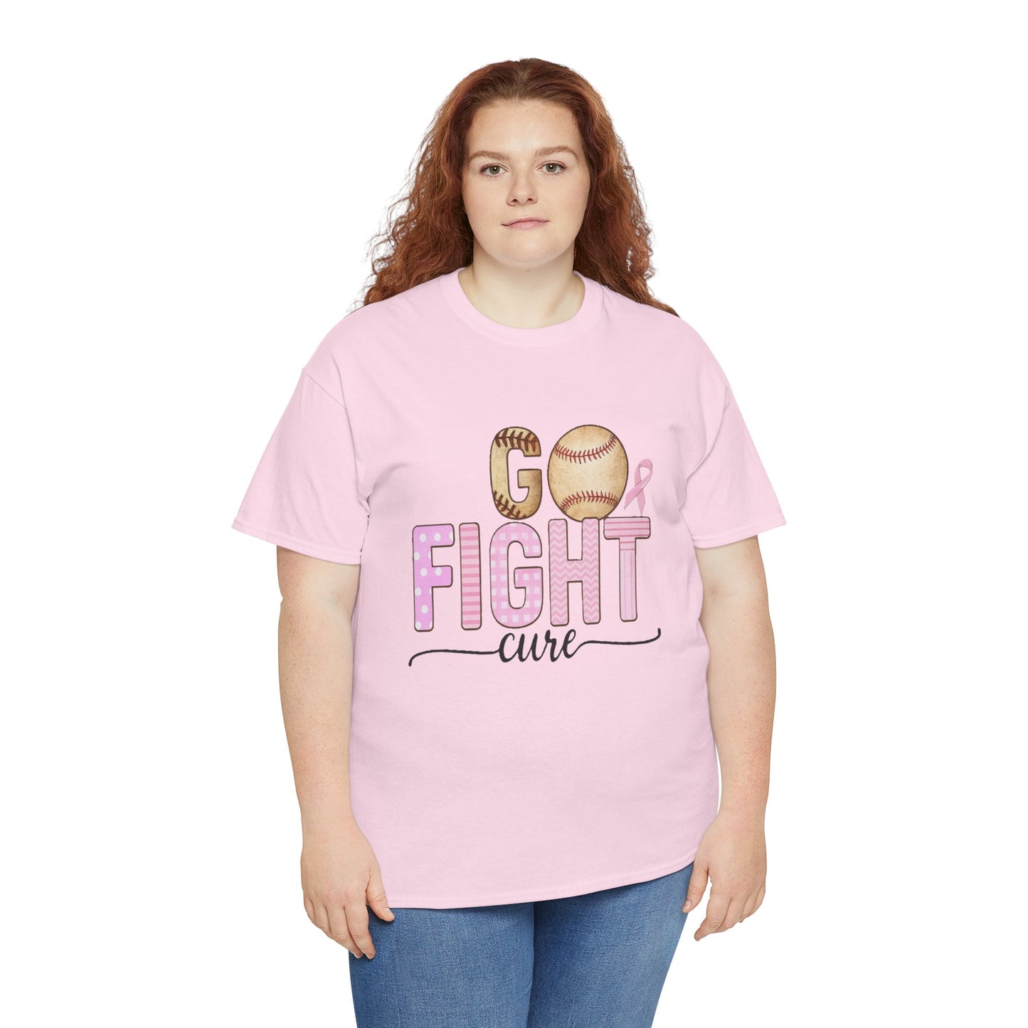Go Fight Cure Baseball Pink Ribbon Awareness Tee