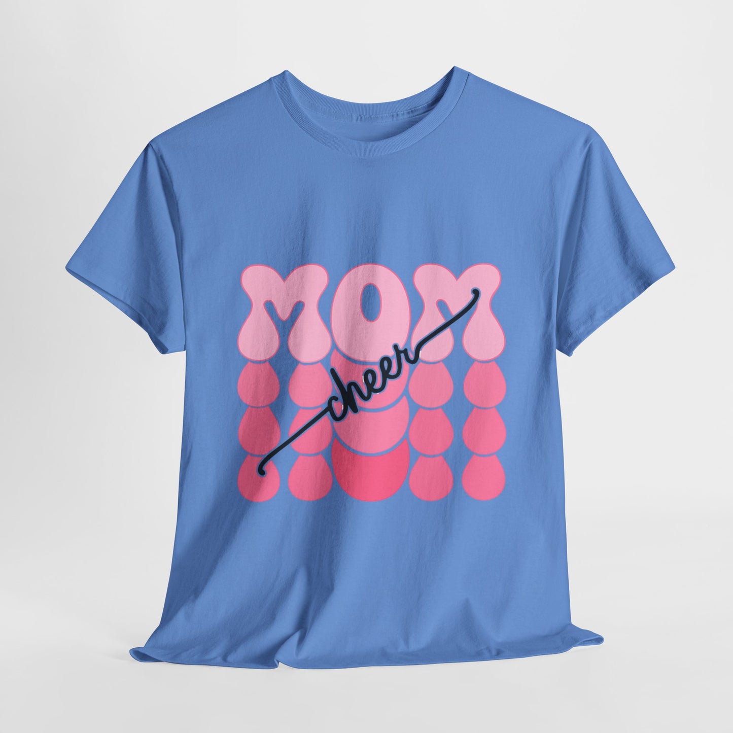 MOM Cheer – Pink Bubble Letter Spirit Tee