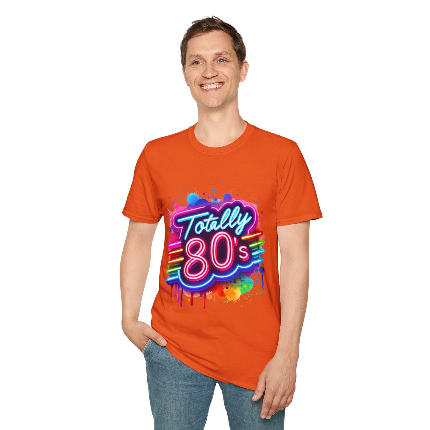 Totally 80s Unisex Softstyle T-Shirt – Retro Vintage Tee, Nostalgic Gift, Party Shirt, Perfect for 80s Theme Events, Festival Wear