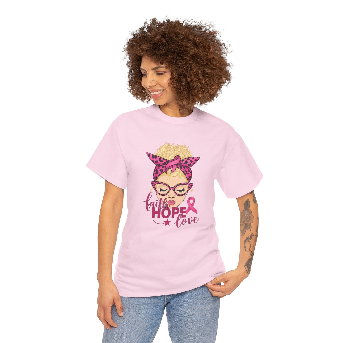 Hope Love Pink Ribbon Tee - Breast Cancer Awareness