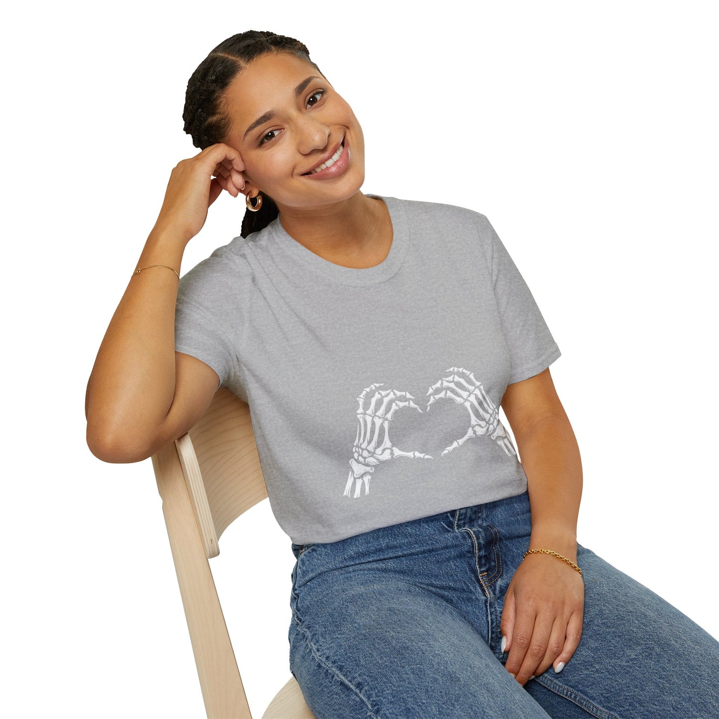 Skull Heart T-Shirt - Unisex Graphic Tee for Halloween, Love, Gifts, Casual Wear, Skeleton