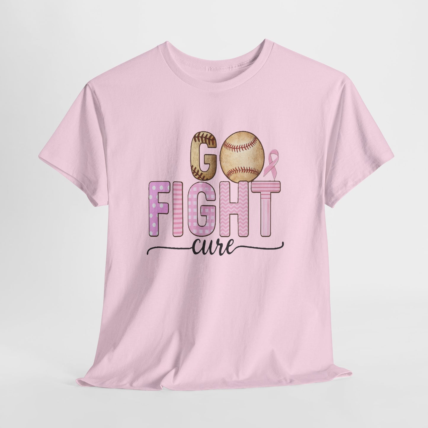 Go Fight Cure Baseball Pink Ribbon Awareness Tee