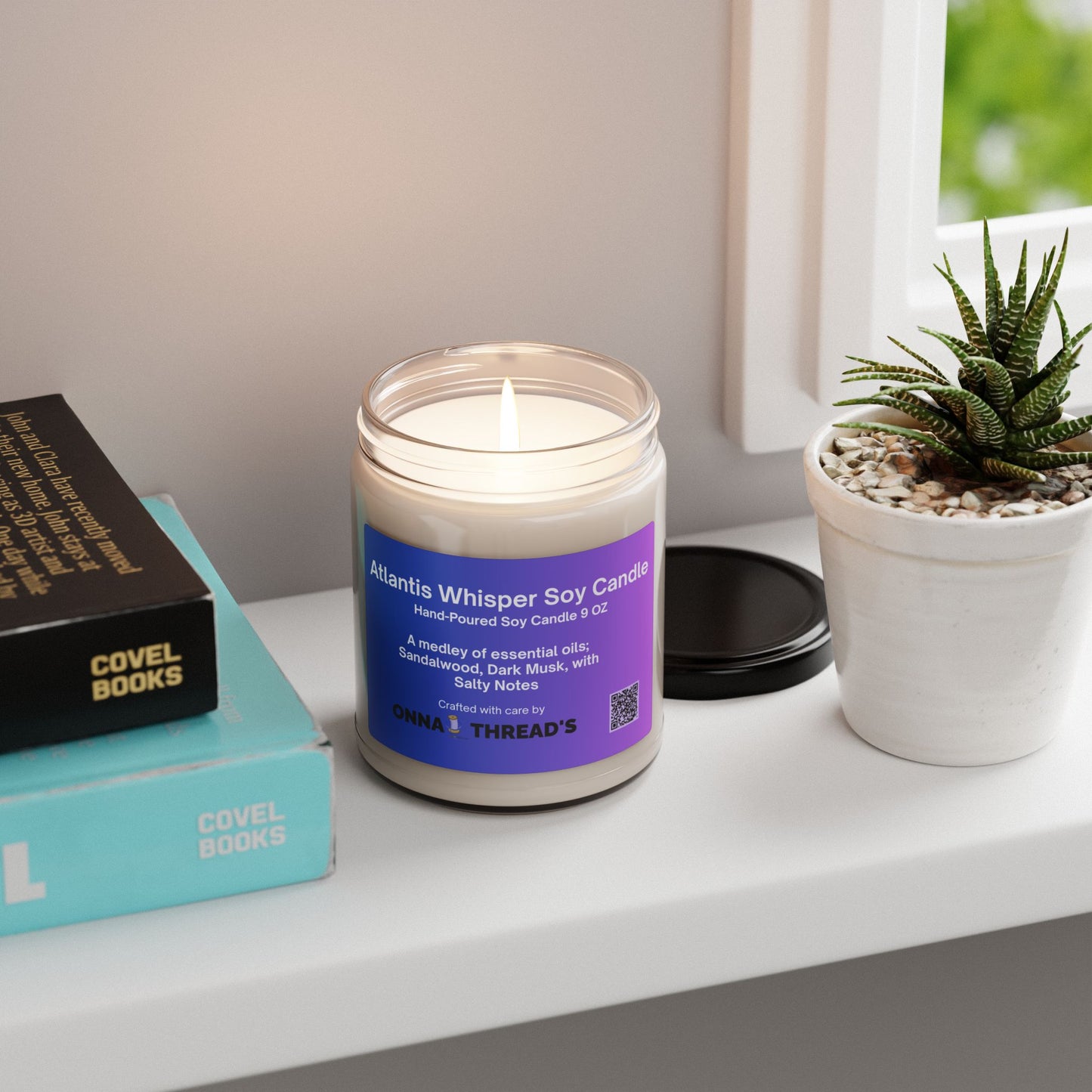 Atlantis Whisper Scented Soy Candle | Relaxing Essential Oil Candle for Home Decor, Gifts, Meditation, Aromatherapy, or Events
