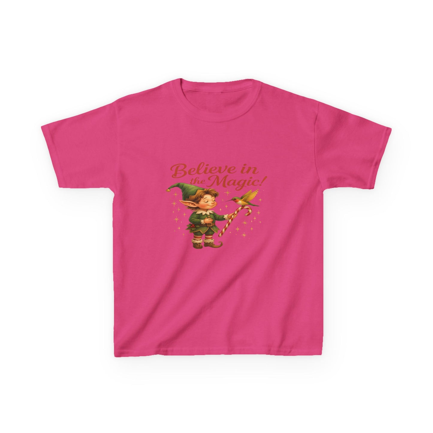 Believe in the Magic Elf & Dino Christmas Kids Tee