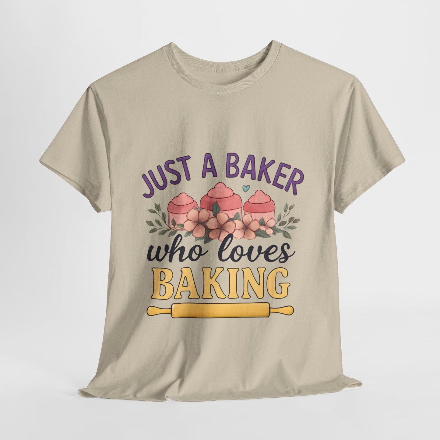 Baking Lover Tee with Cupcake and Rolling Pin Design