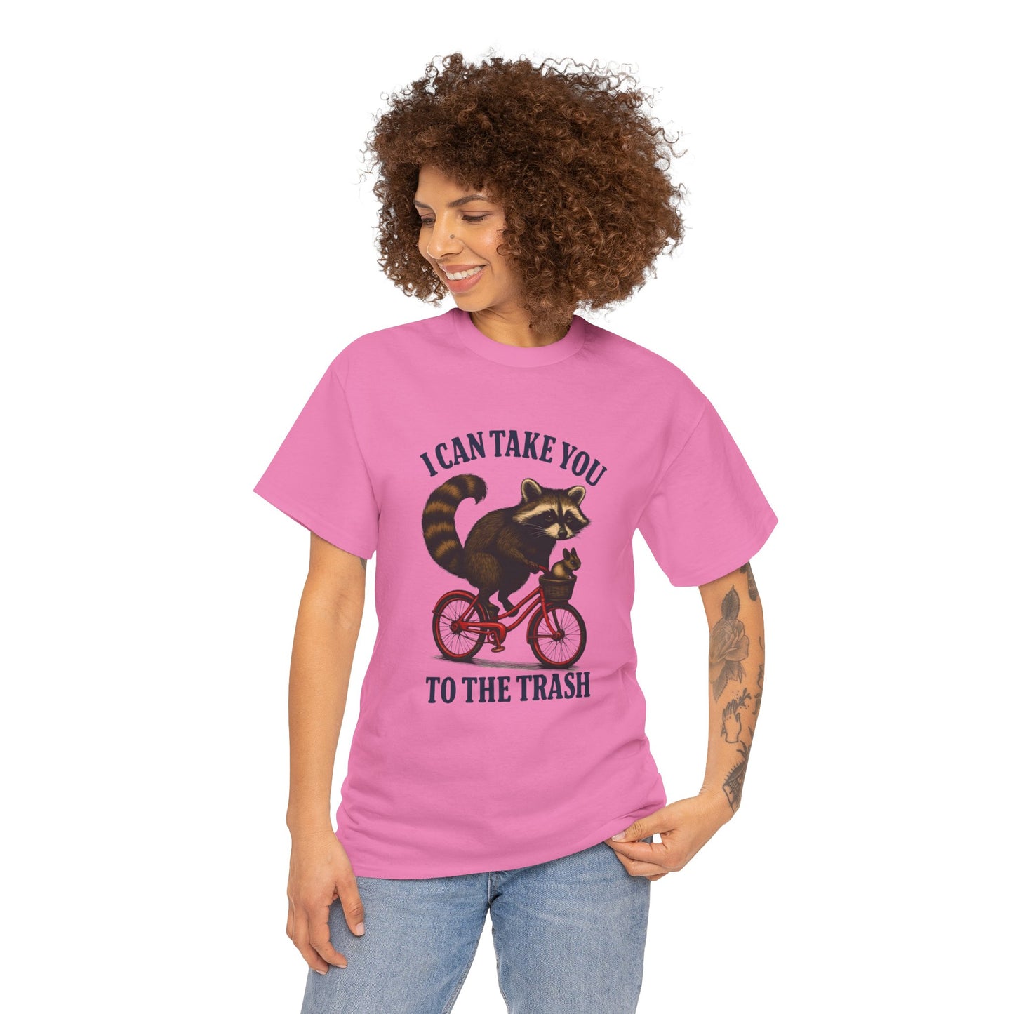 Cotton Tee Vintage Raccoon Bicycle Graphic Shirt