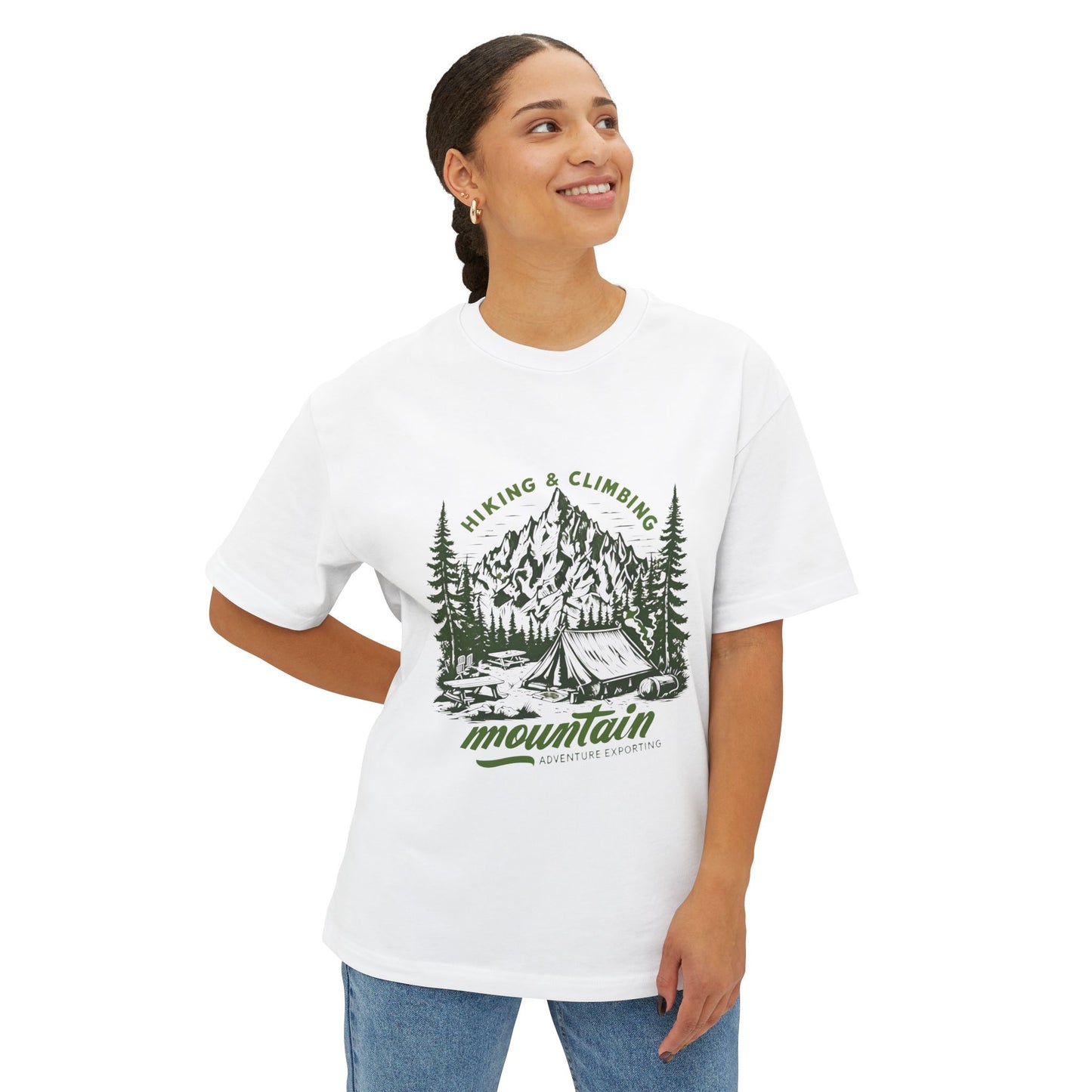Adventure Mountains Tee – Unisex Boxy Heavy Cotton Shirt for Hiking & Outdoor Lovers