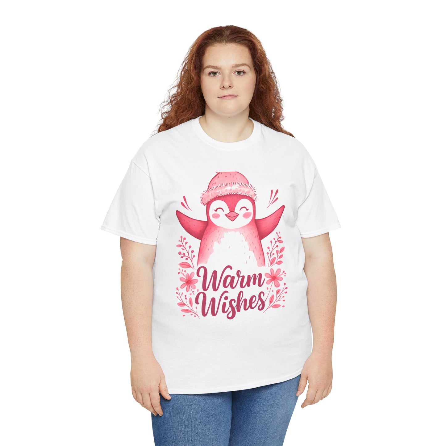 Warm Wishes Pink Penguin Tee - Holiday Tee