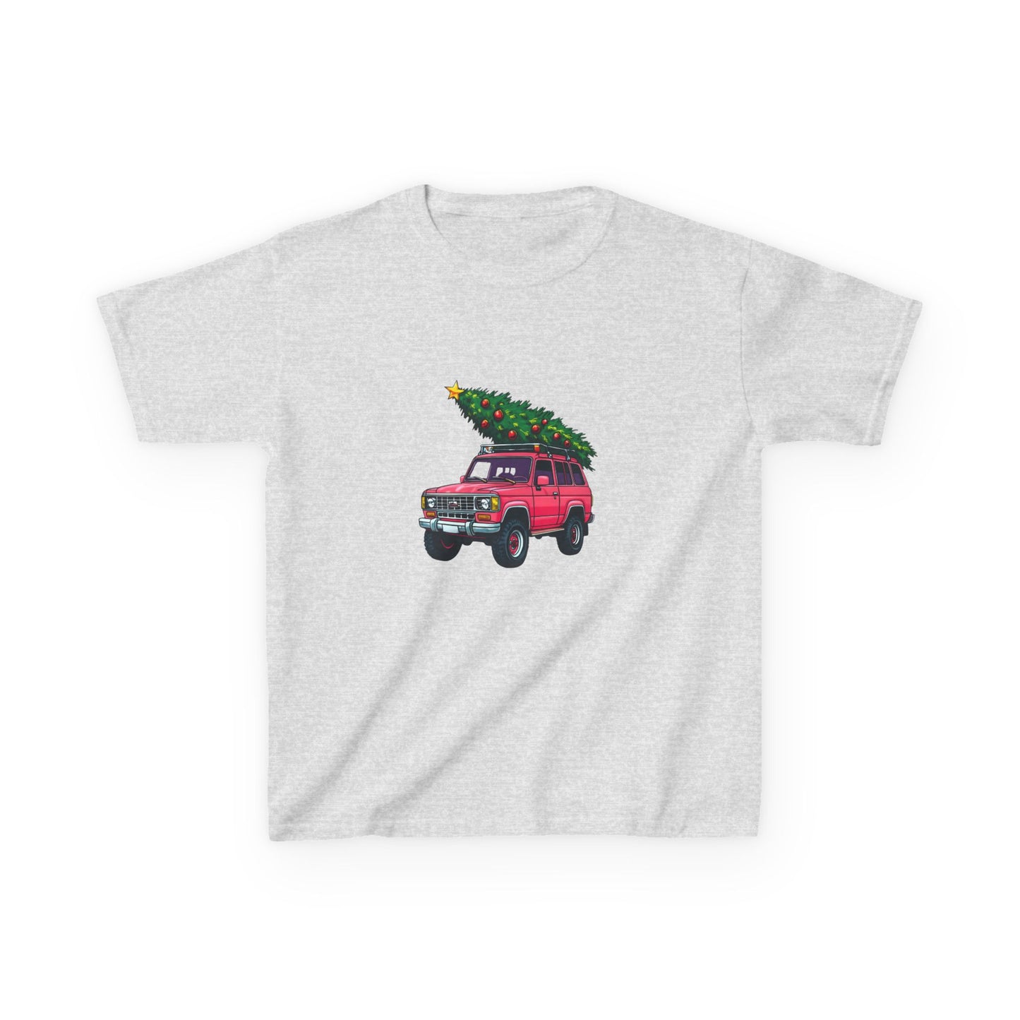 Pink SUV Dino Christmas Tree Kids Tee