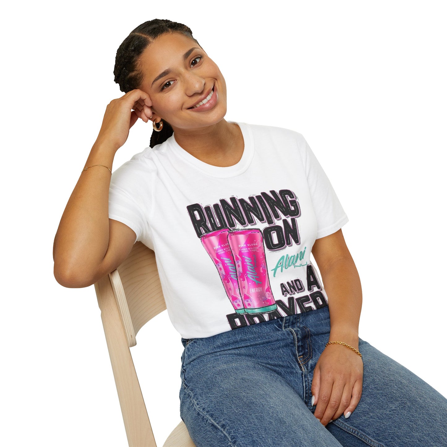 Running on a Prayer T-Shirt, Unisex Graphic Tee, Fun Casual Wear, Gift for Friends, Everyday Style, Faith-Inspired Apparel